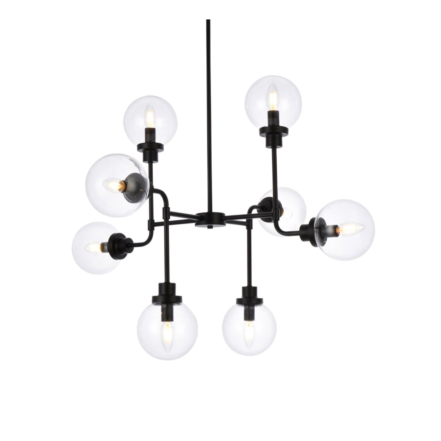 Living District 8-Light Metal Pendant, Iron, Black, Model LD7039D36BK