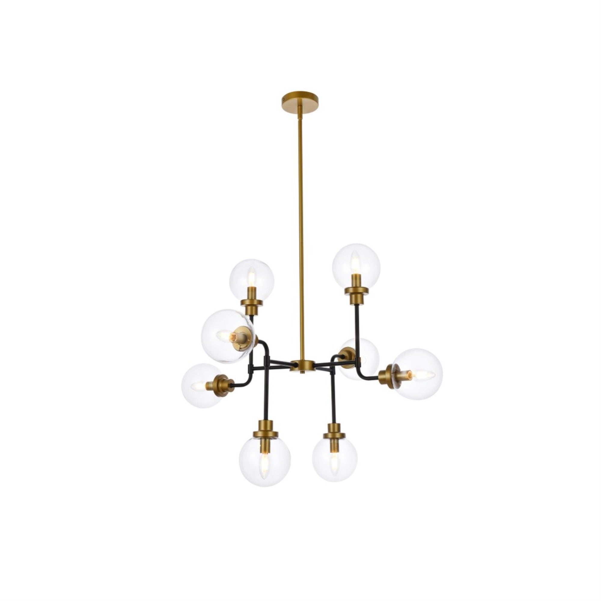 Living District 8-Light Metal Pendant Light, Iron, Black and Brass, Model LD7039D36BRB