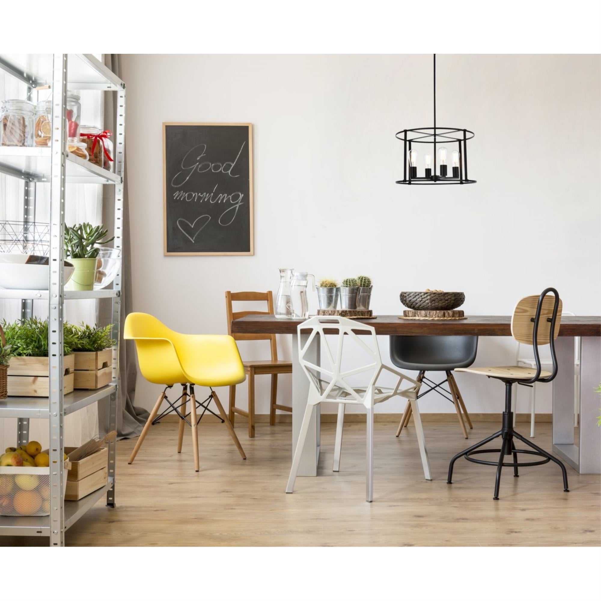 Elegant Lighting Living District Agnys 4 Lights Pendant In Black