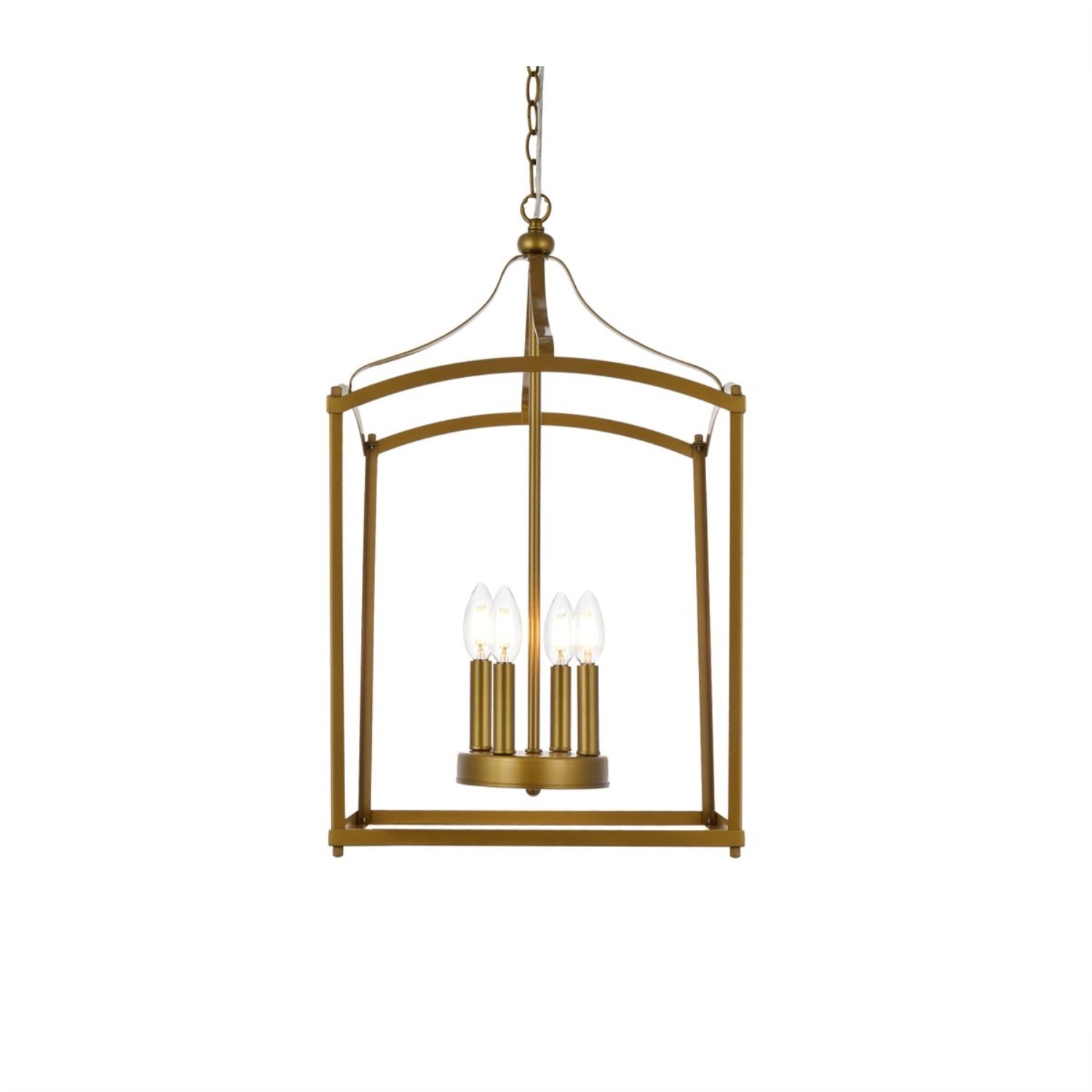 Living District Janet 4-Light Mid-Century Pendant, Brass Metal, Model LD7070D15BR