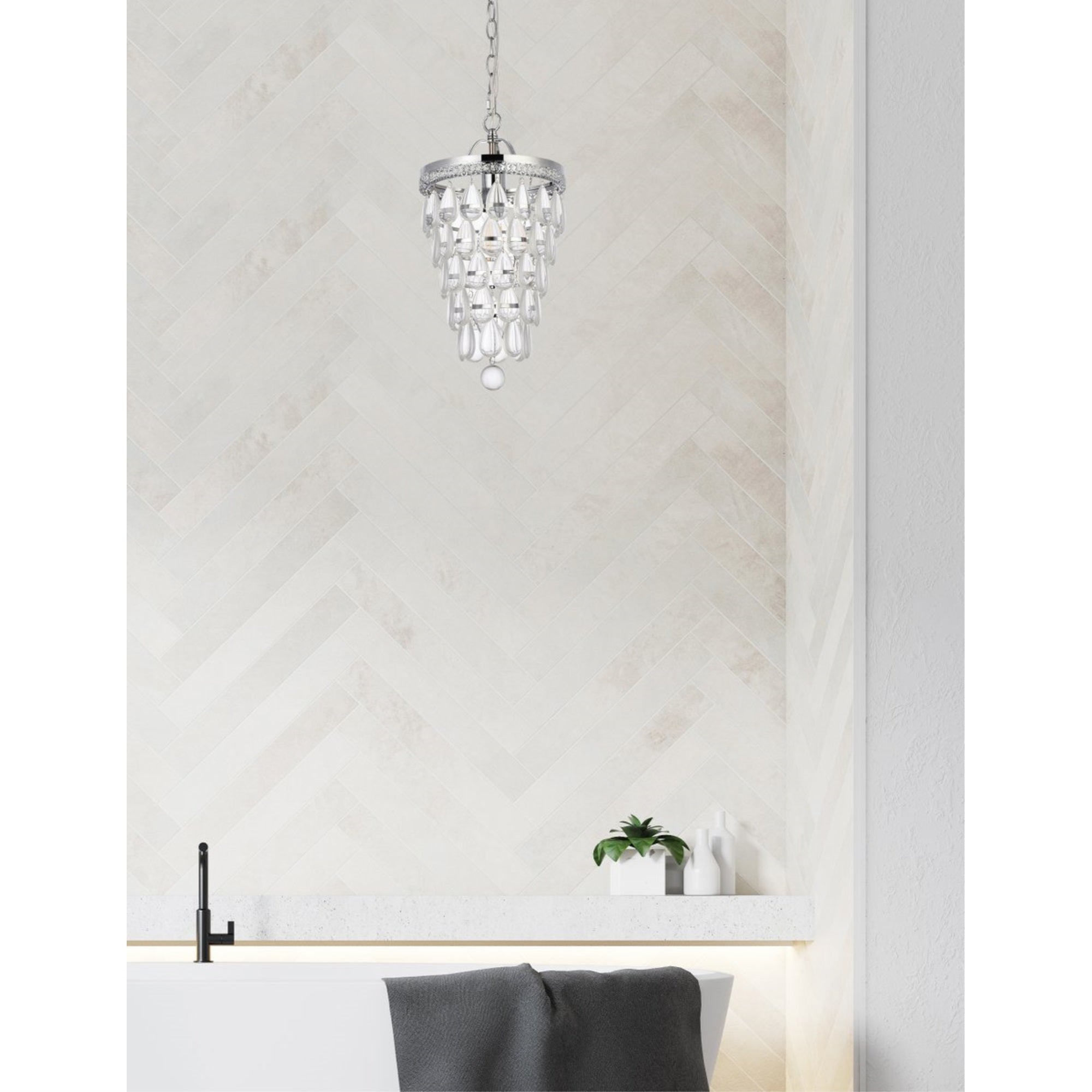 Living District Reese 1-Light Transitional Metal Pendant In Chrome