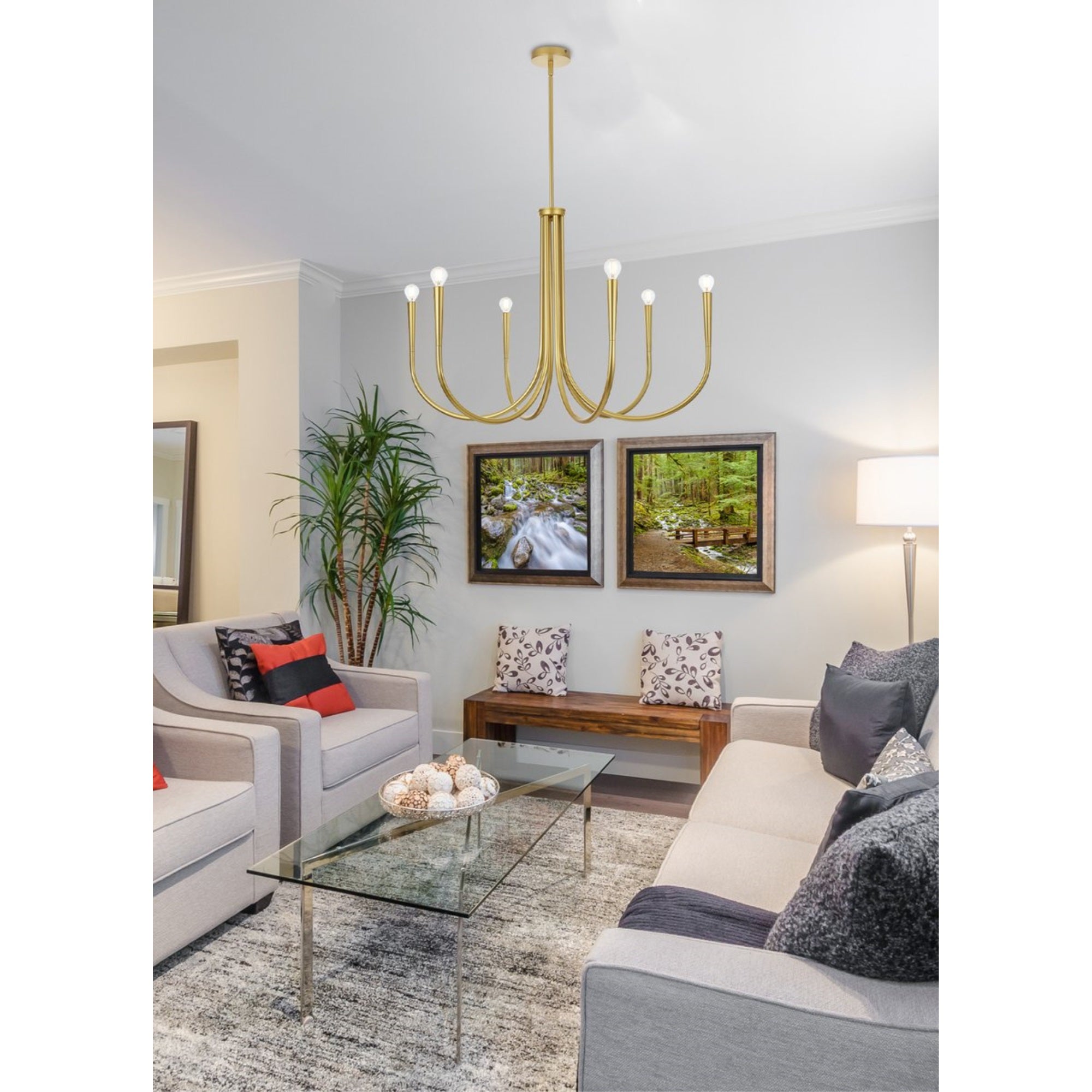 Layne 36 inch chandelier in Brass