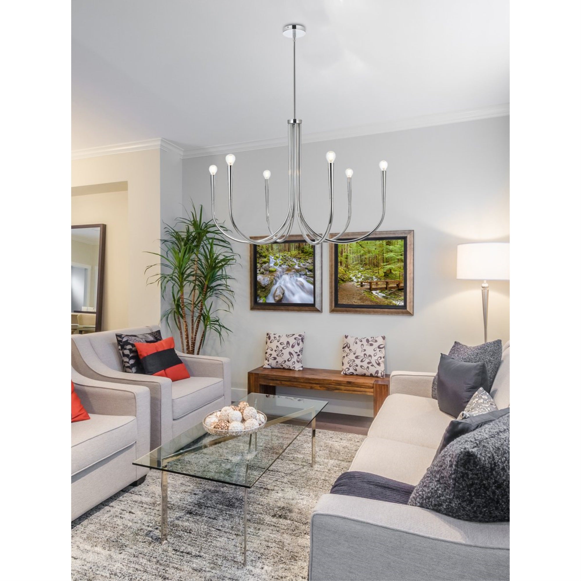 Layne 36 inch chandelier in Chrome