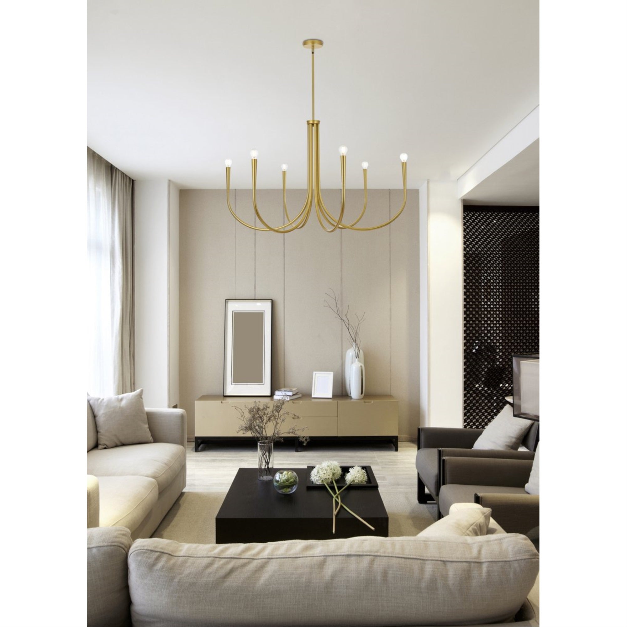 Layne 42 inch chandelier in Brass