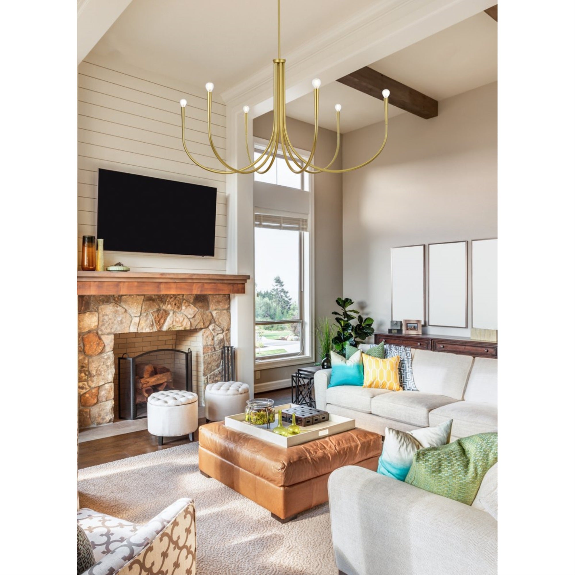 Layne 50 inch chandelier in Brass