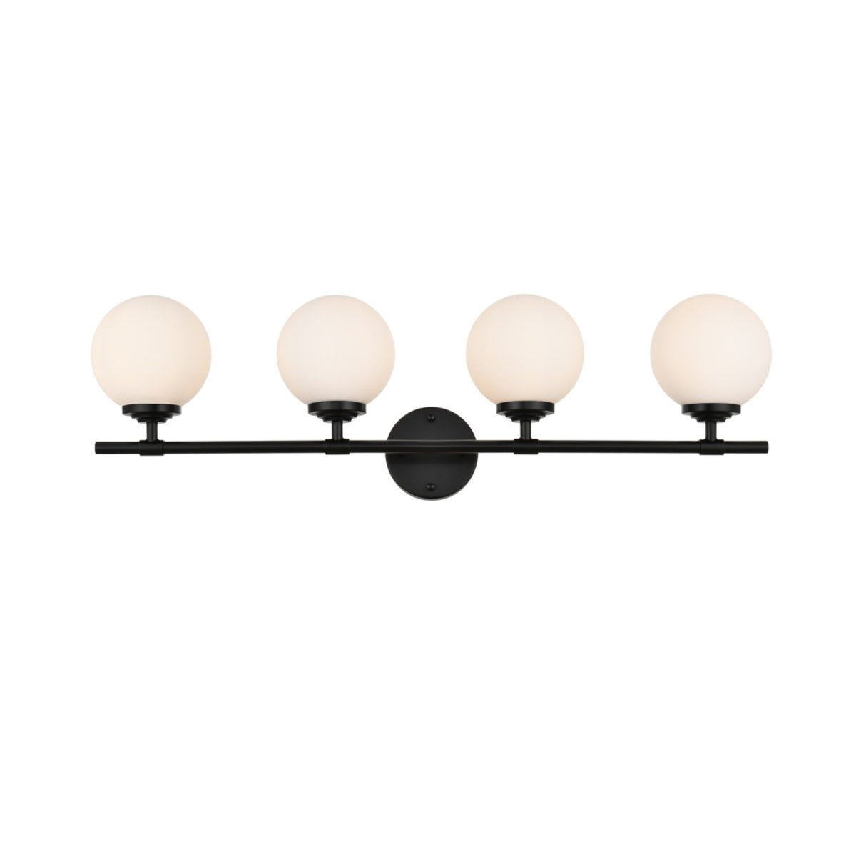 Ansley 4 light Black and frosted white Bath Sconce