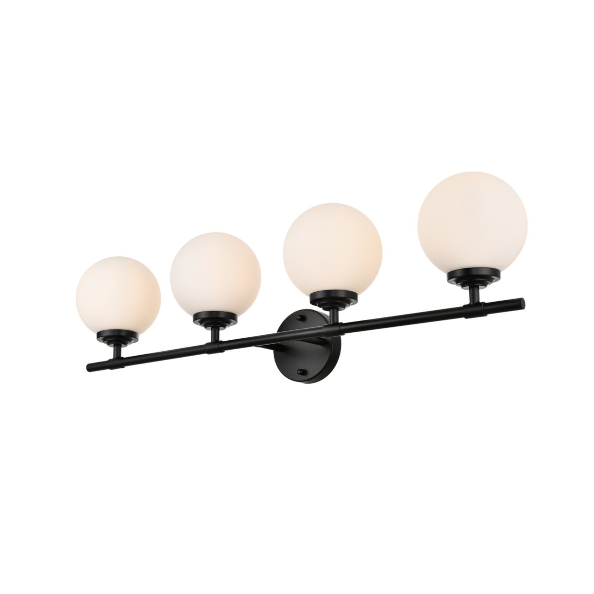 Ansley 4 light Black and frosted white Bath Sconce