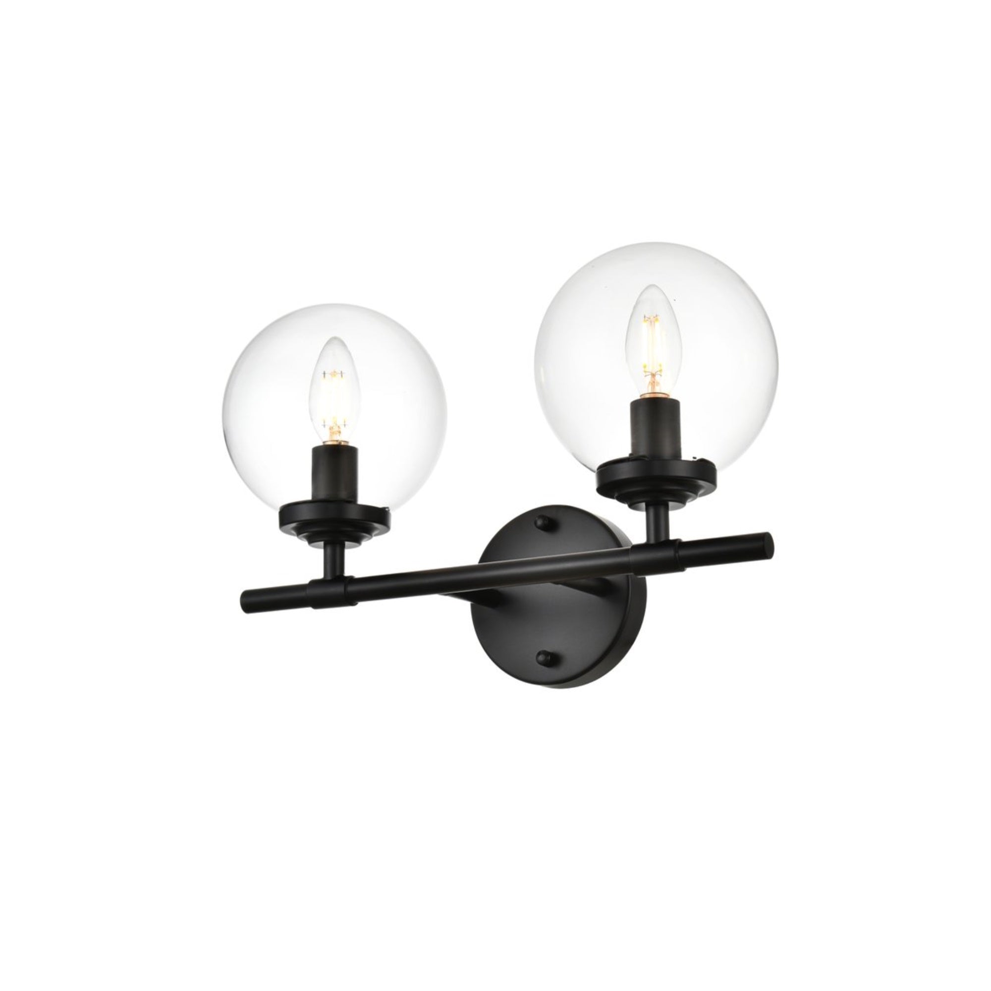 Ingrid 2 light Black and Clear Bath Sconce