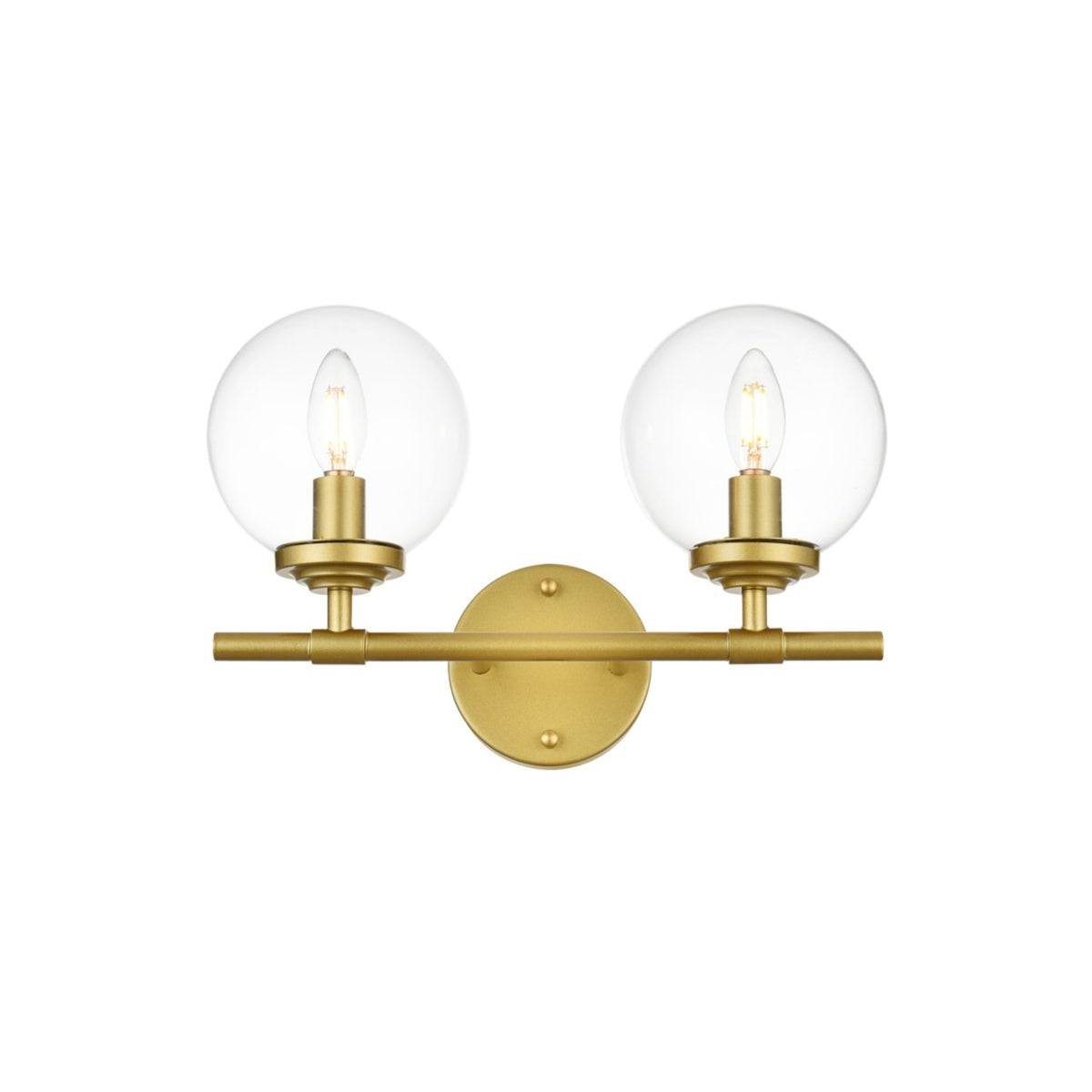 Ingrid 2 light Brass and Clear Bath Sconce
