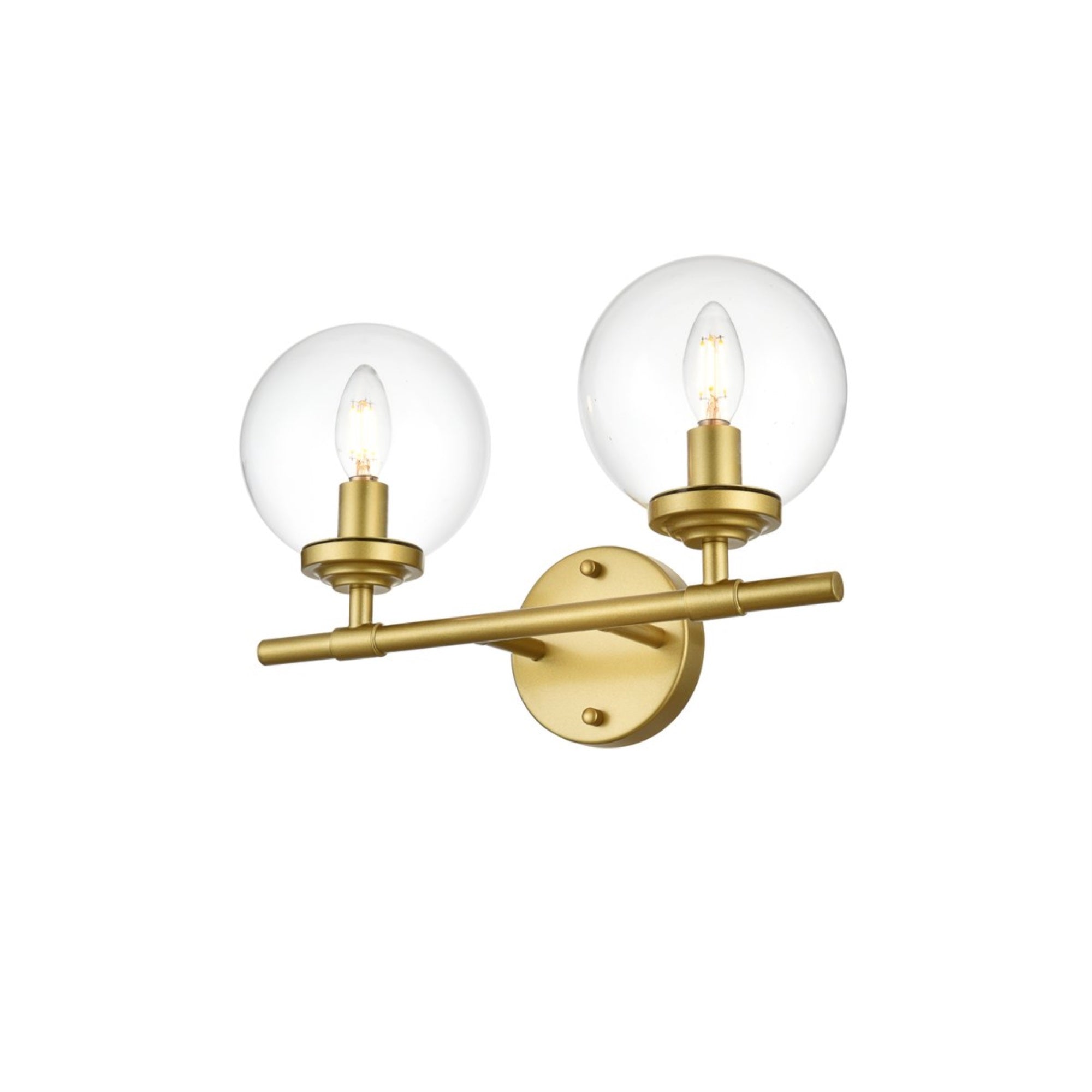Ingrid 2 light Brass and Clear Bath Sconce