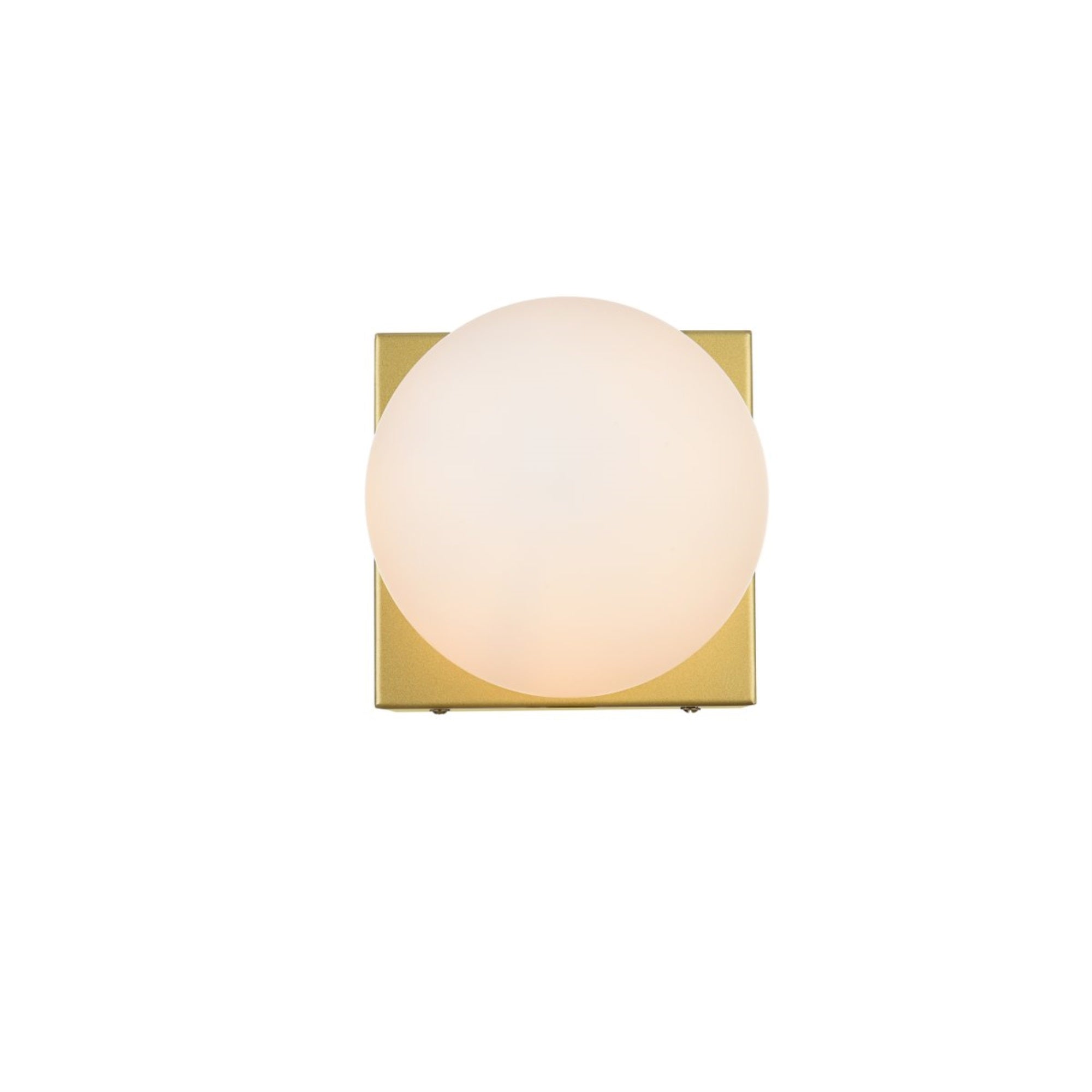 Living District Jaylin 1-Light Bath Sconce, Iron & Glass, Brass/Frosted White, Model LD7303W6BRA