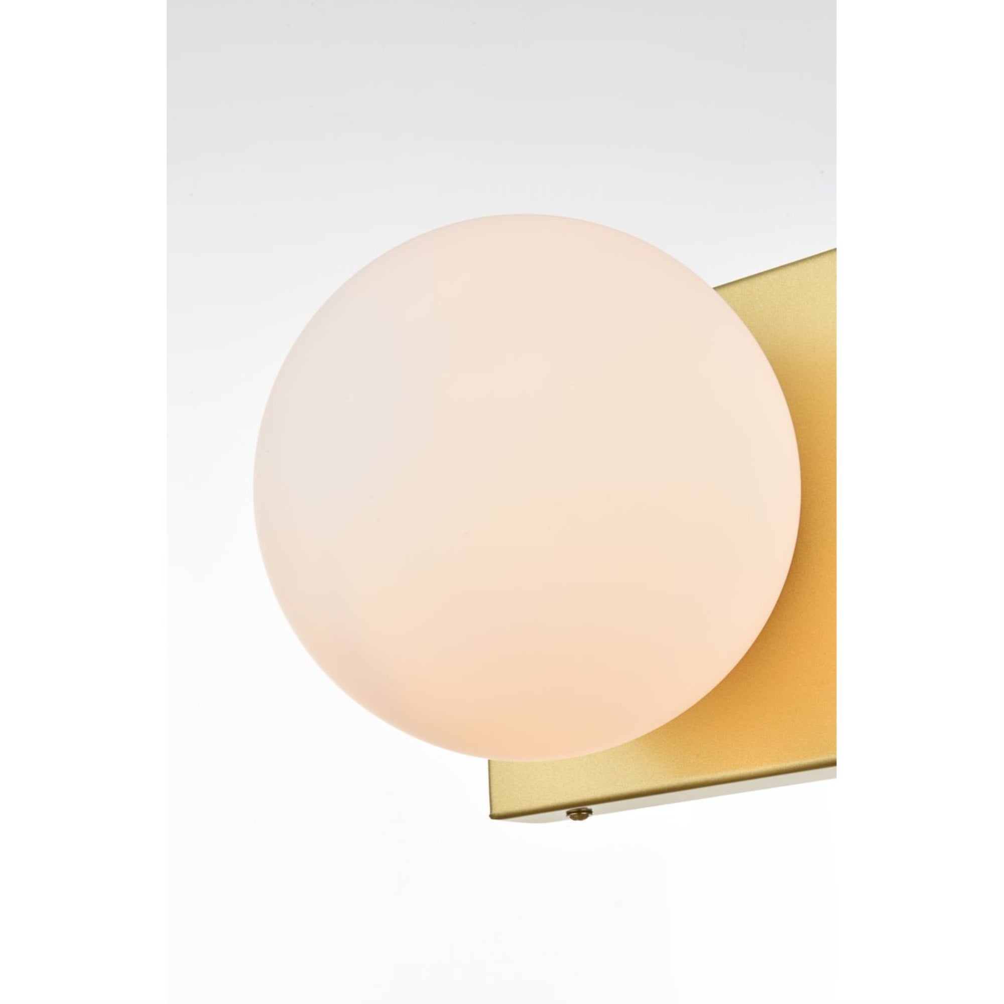 Living District Jaylin 1-Light Bath Sconce, Iron & Glass, Brass/Frosted White, Model LD7303W6BRA