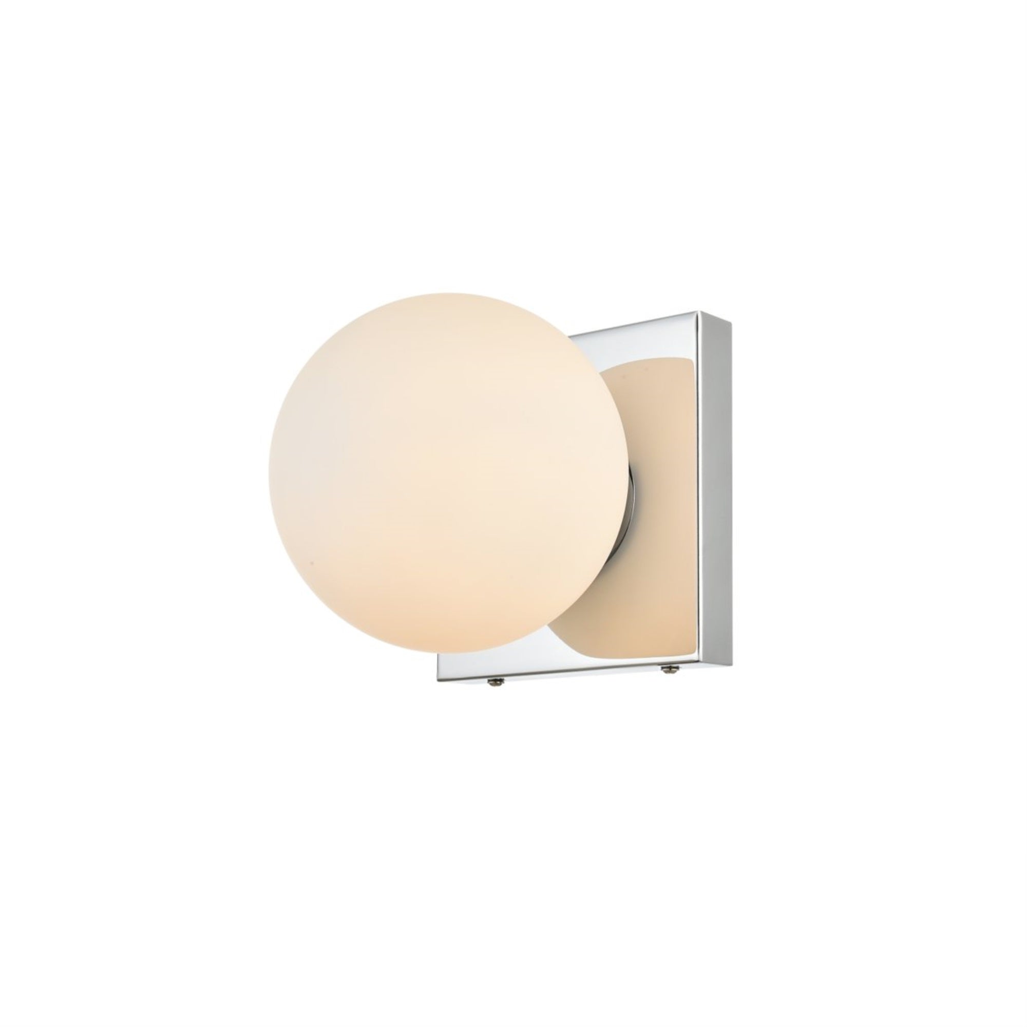 Living District Jaylin 1-Light Bath Sconce, Iron & Glass, Chrome, Model LD7303W6CH