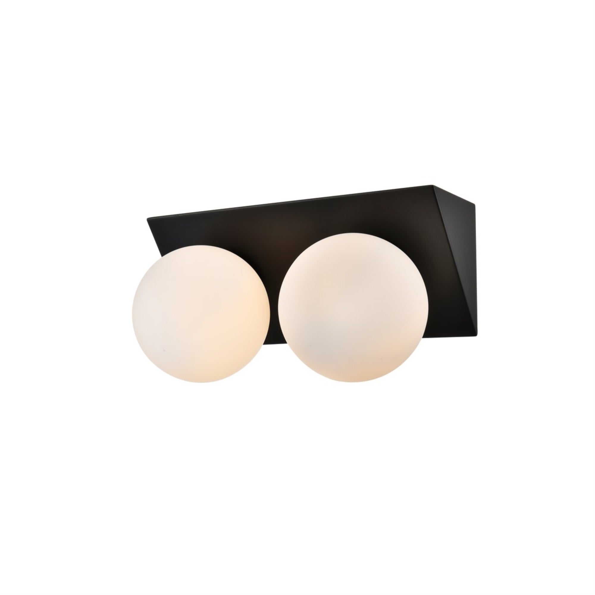 Jillian 2 light Black and frosted white Bath Sconce