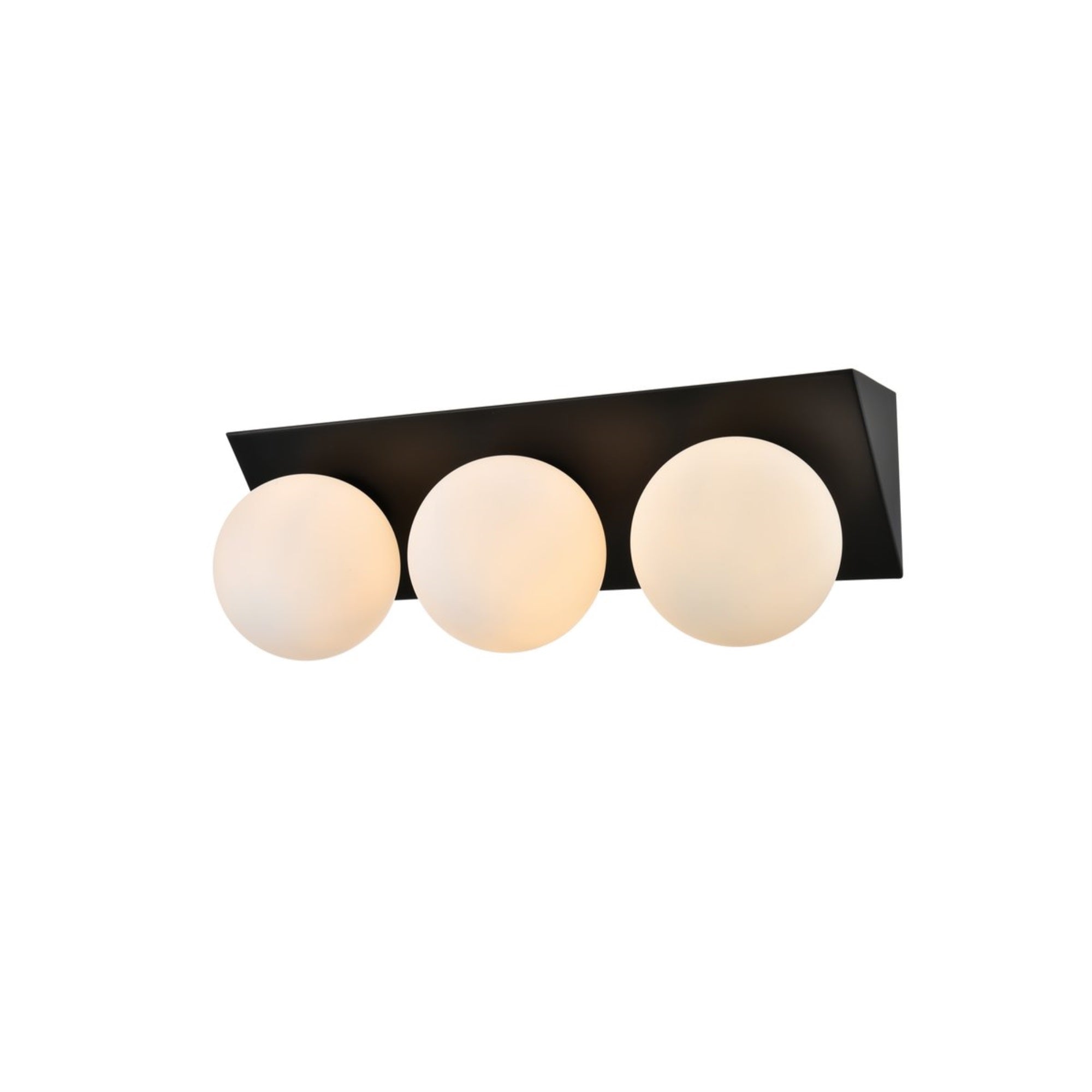 Jillian 3 light Black and frosted white Bath Sconce