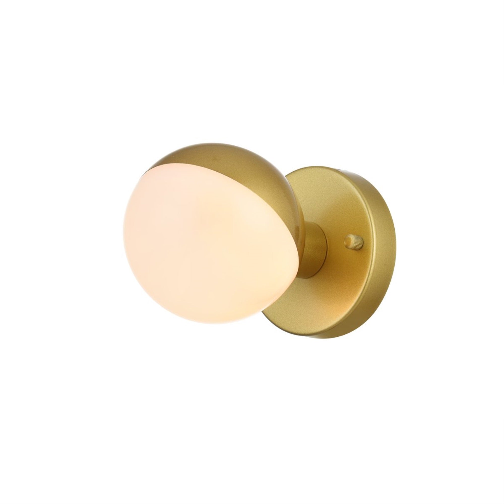 Living District 1-Light Metal Bath Sconce, Brass Finish, Model LD7305W5BRA, Frosted White Glass