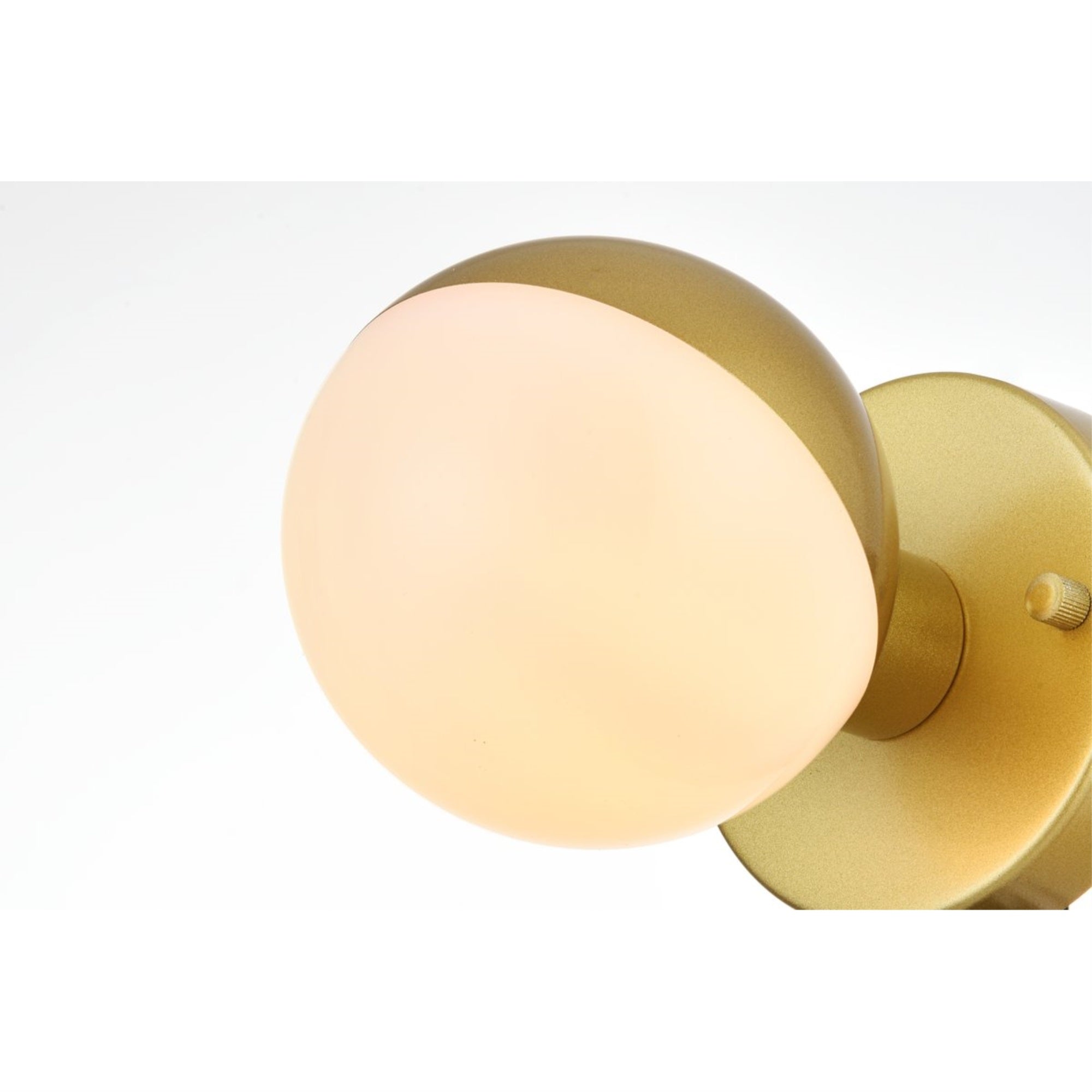 Living District 1-Light Metal Bath Sconce, Brass Finish, Model LD7305W5BRA, Frosted White Glass