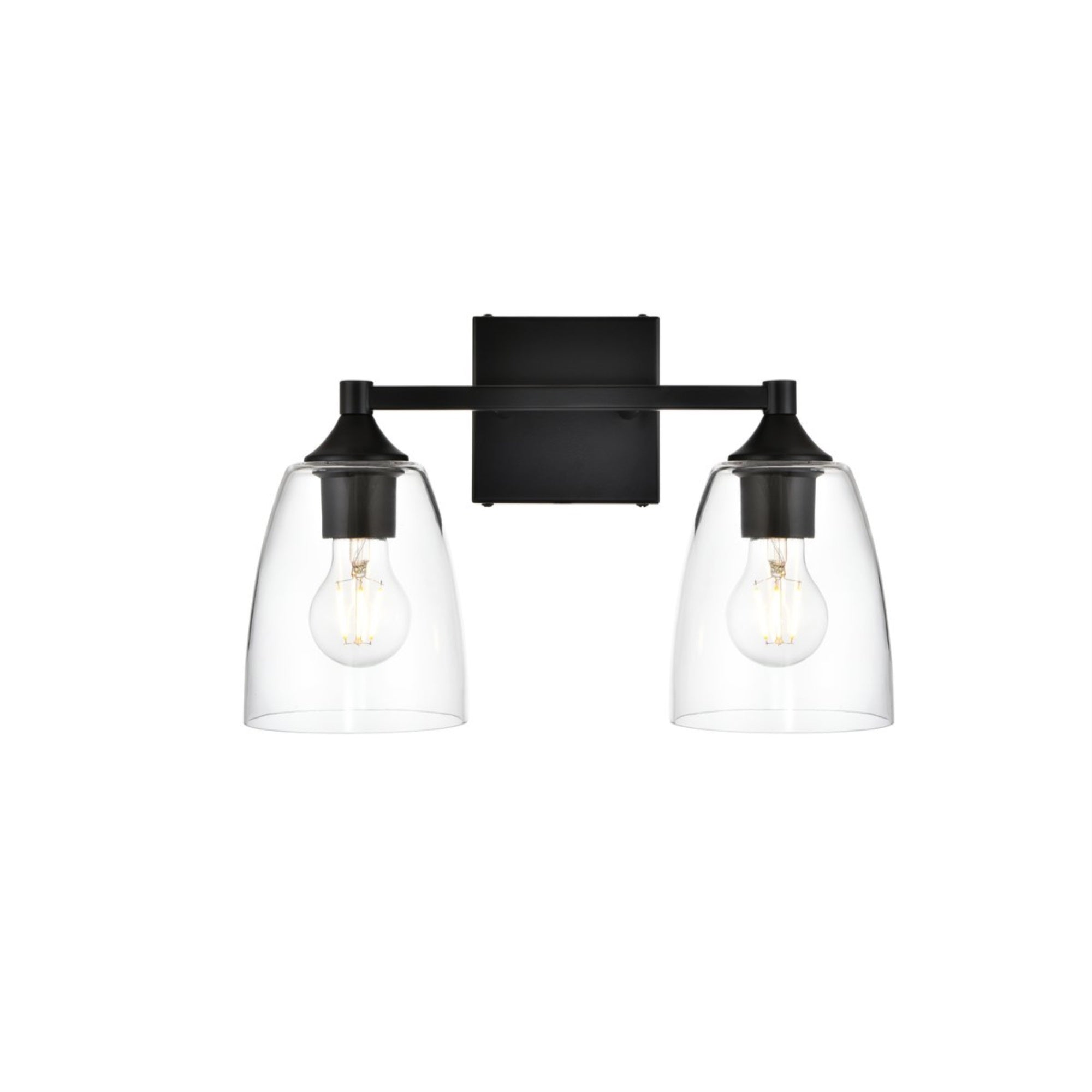 Gianni 2 light Black and Clear Bath Sconce