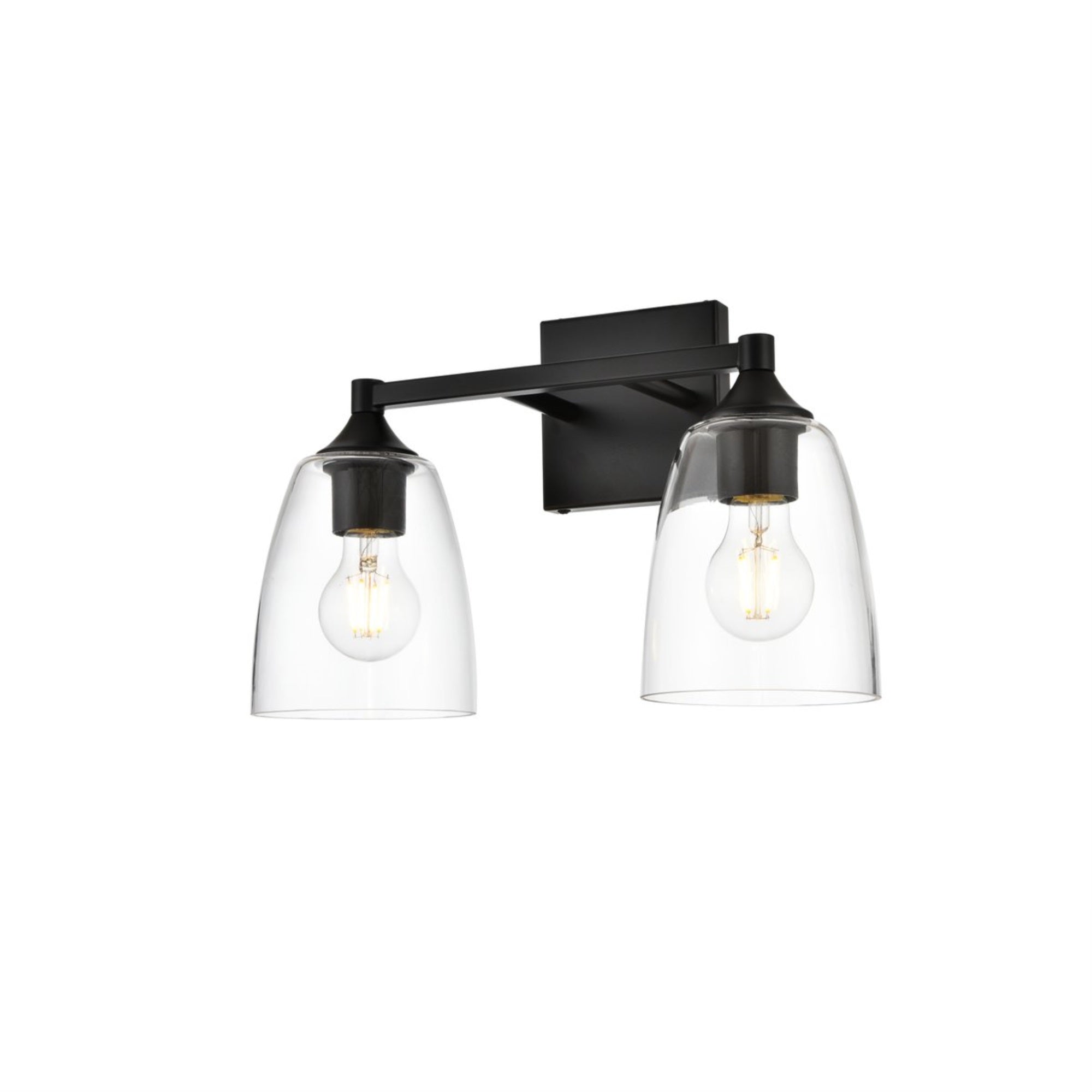 Gianni 2 light Black and Clear Bath Sconce