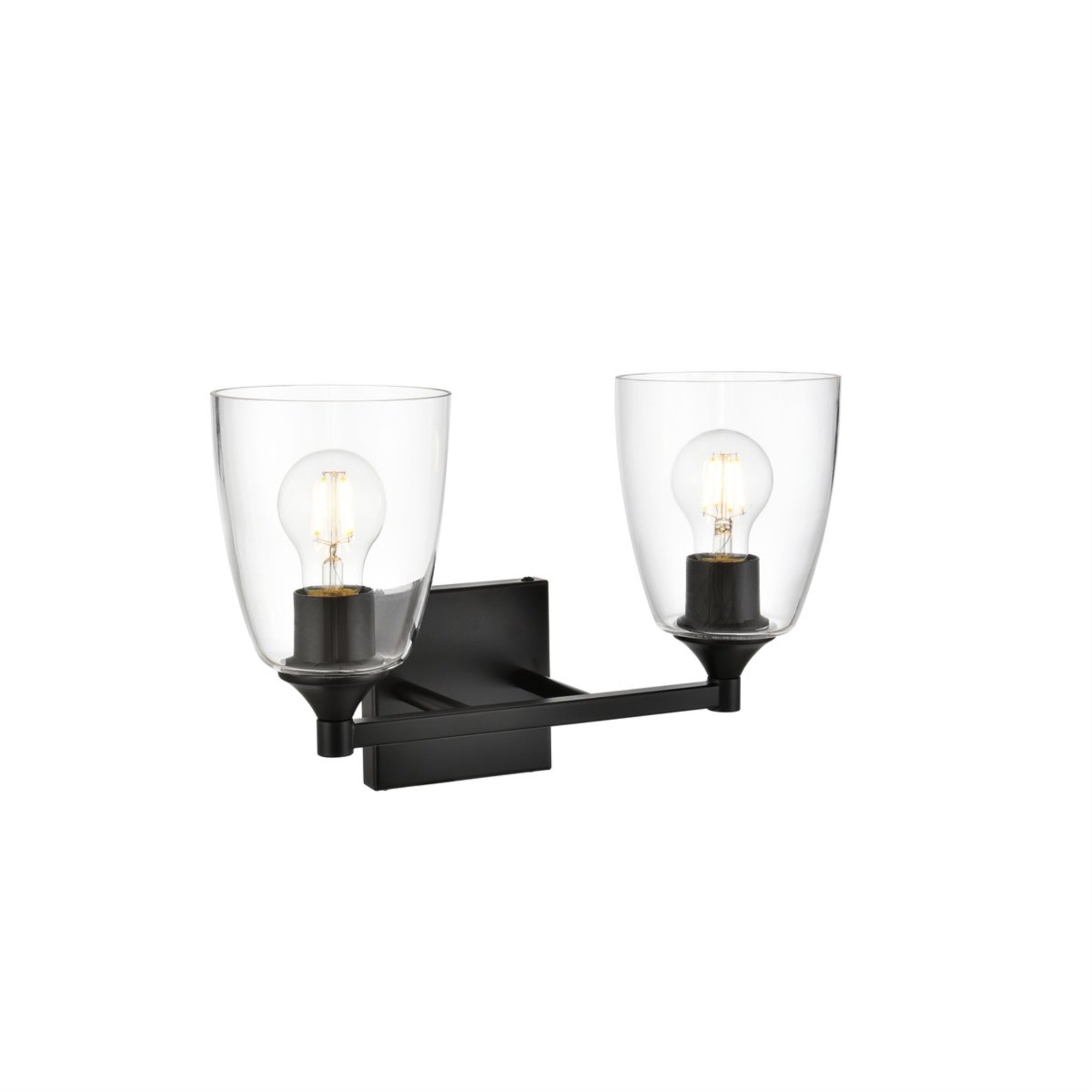 Gianni 2 light Black and Clear Bath Sconce