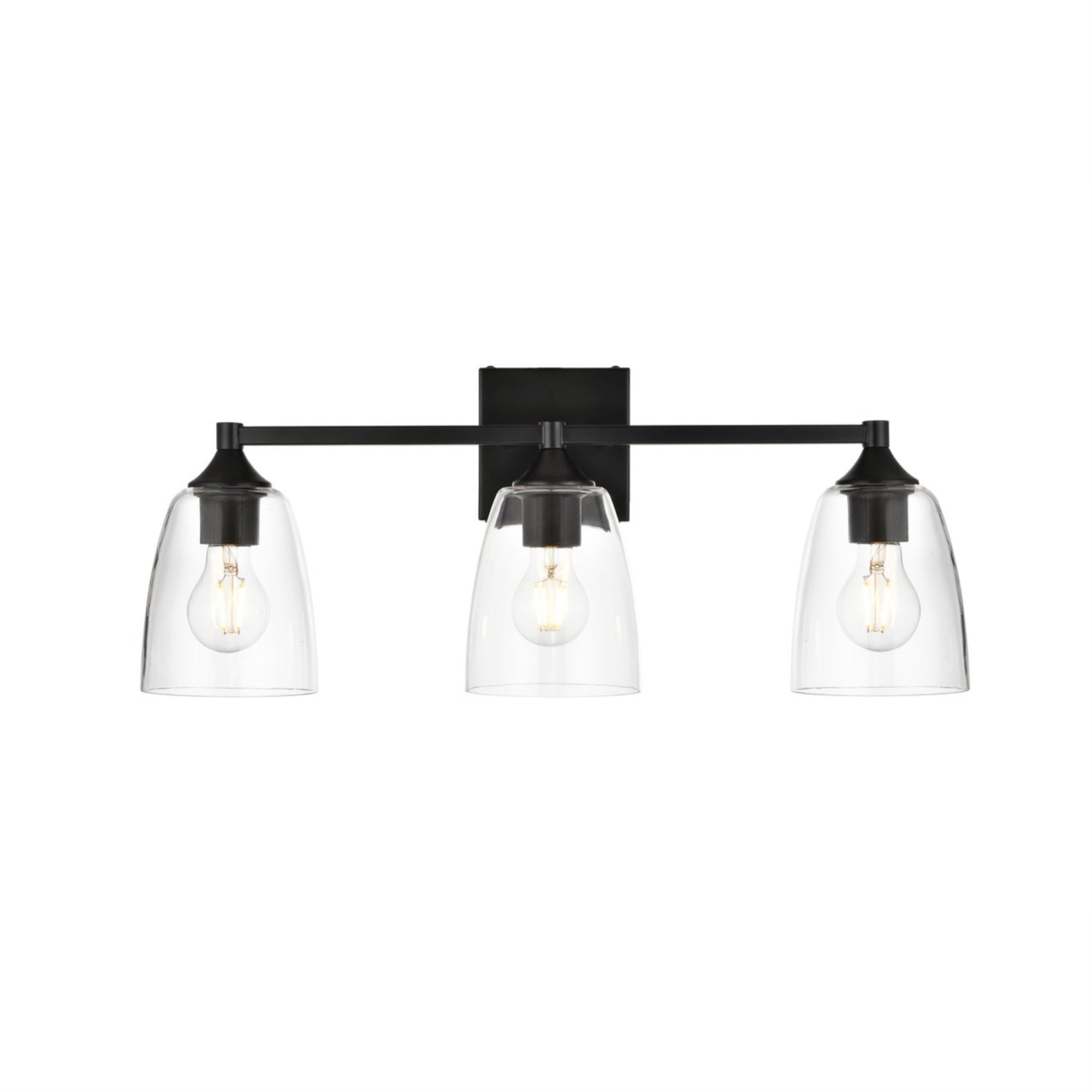 Gianni 3 light Black and Clear Bath Sconce