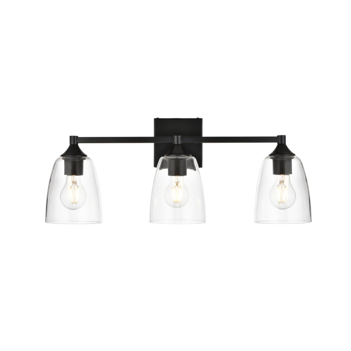 Gianni 3 light Black and Clear Bath Sconce