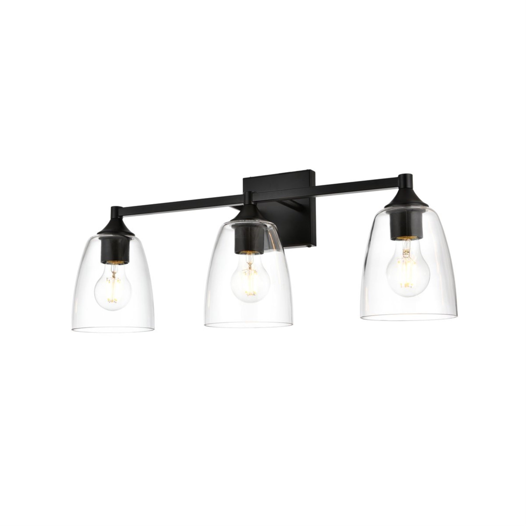 Gianni 3 light Black and Clear Bath Sconce