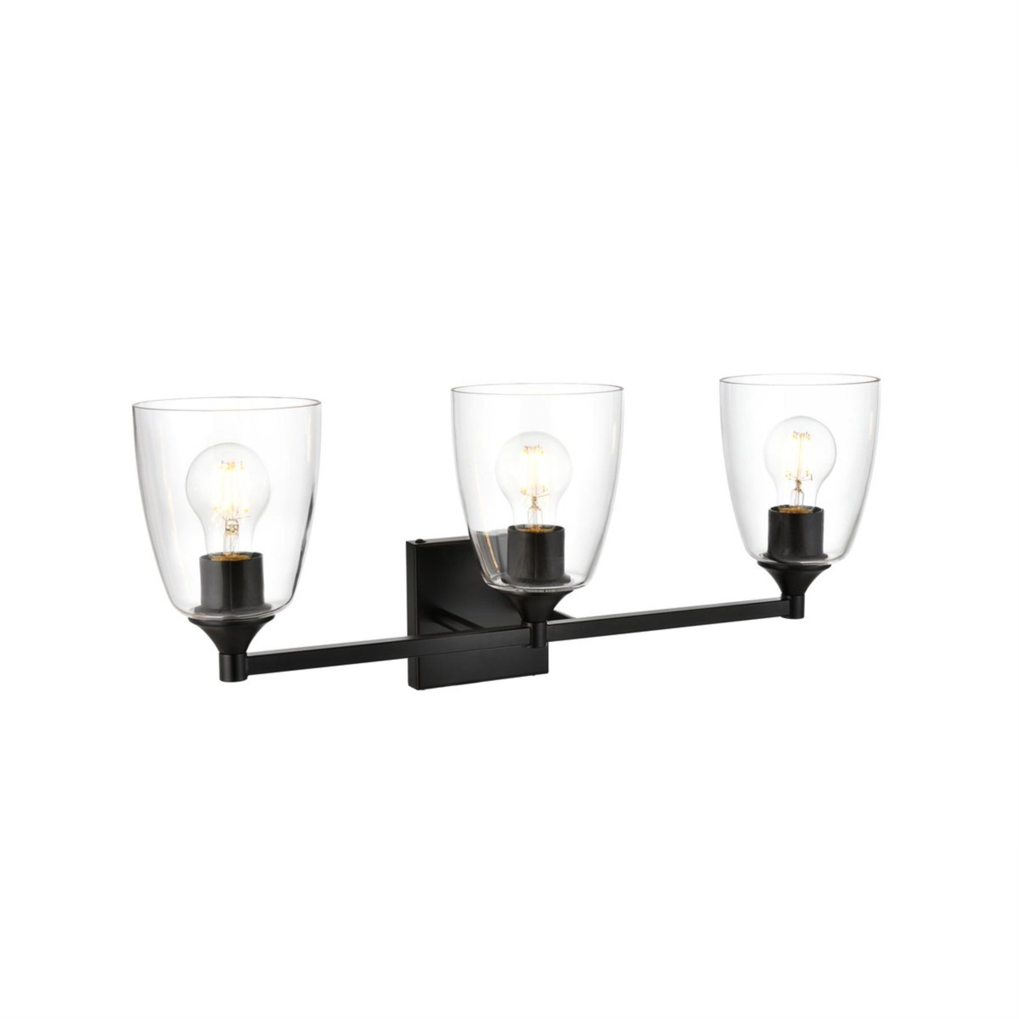 Gianni 3 light Black and Clear Bath Sconce