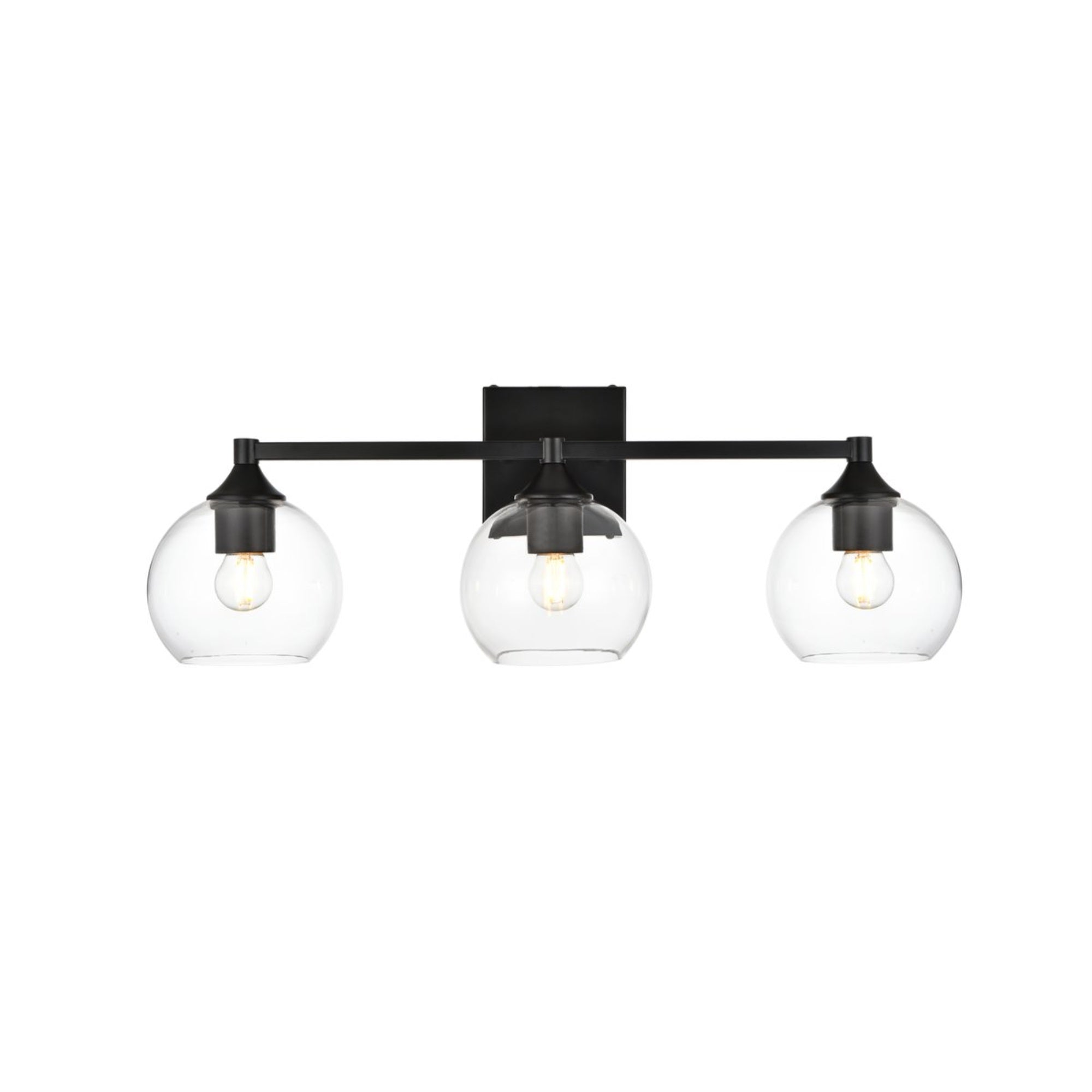 Foster 3 light Black and Clear Bath Sconce