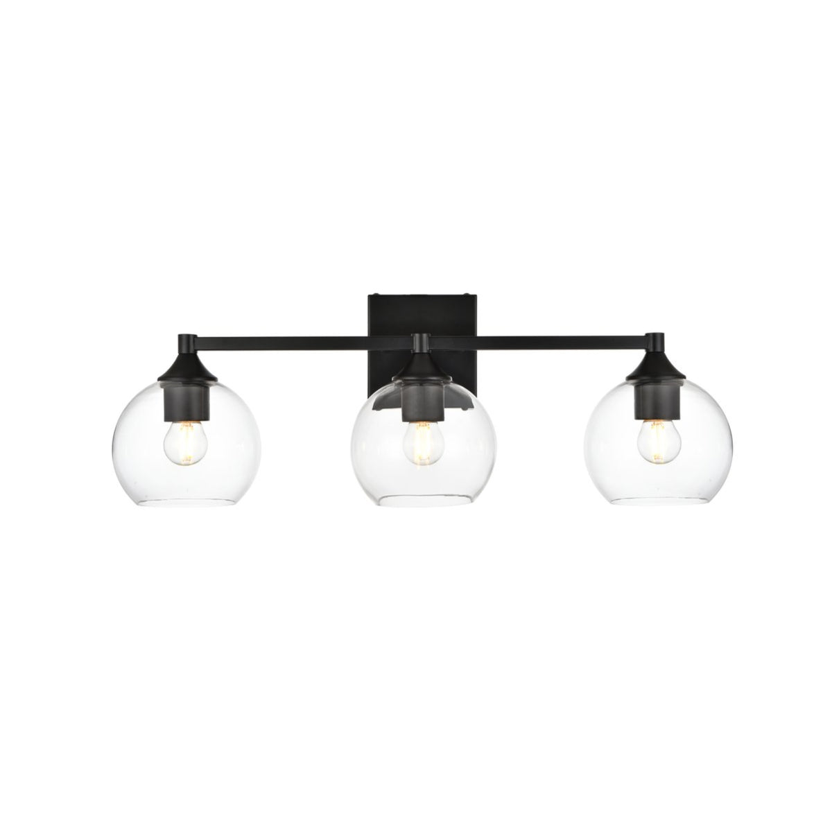 Foster 3 light Black and Clear Bath Sconce