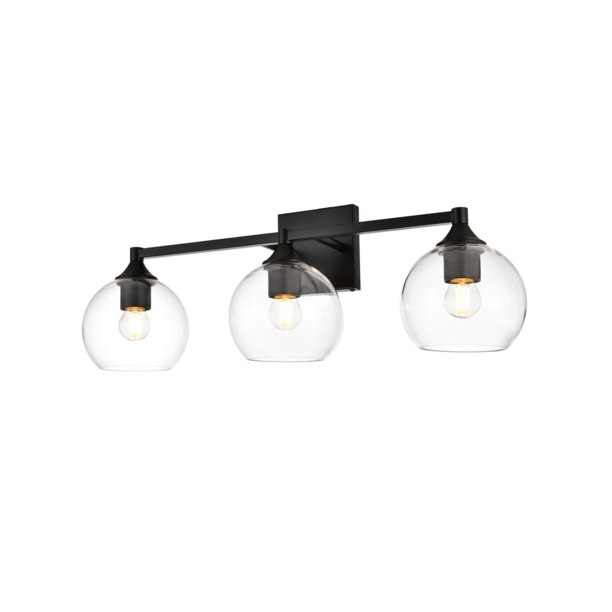 Foster 3 light Black and Clear Bath Sconce