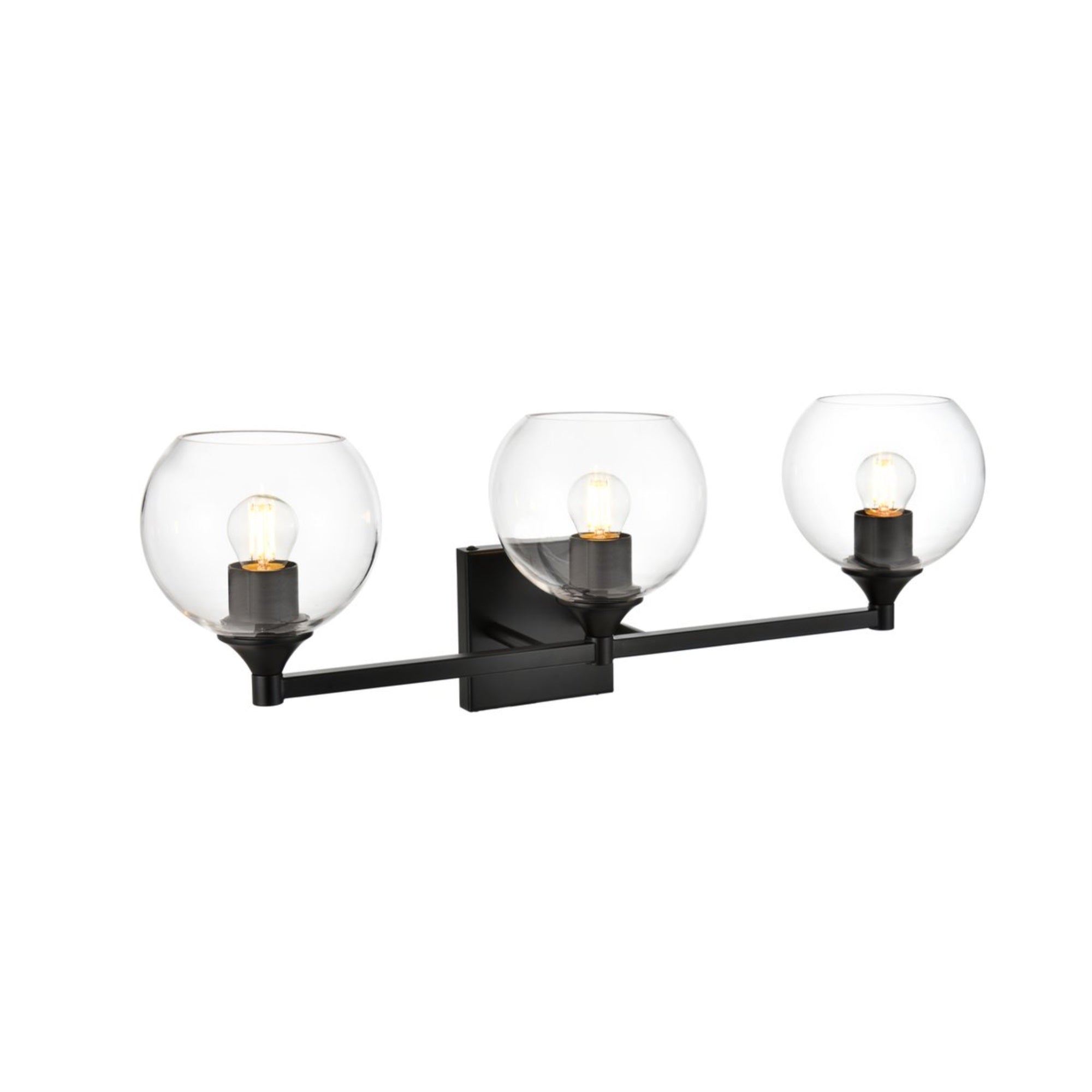 Foster 3 light Black and Clear Bath Sconce