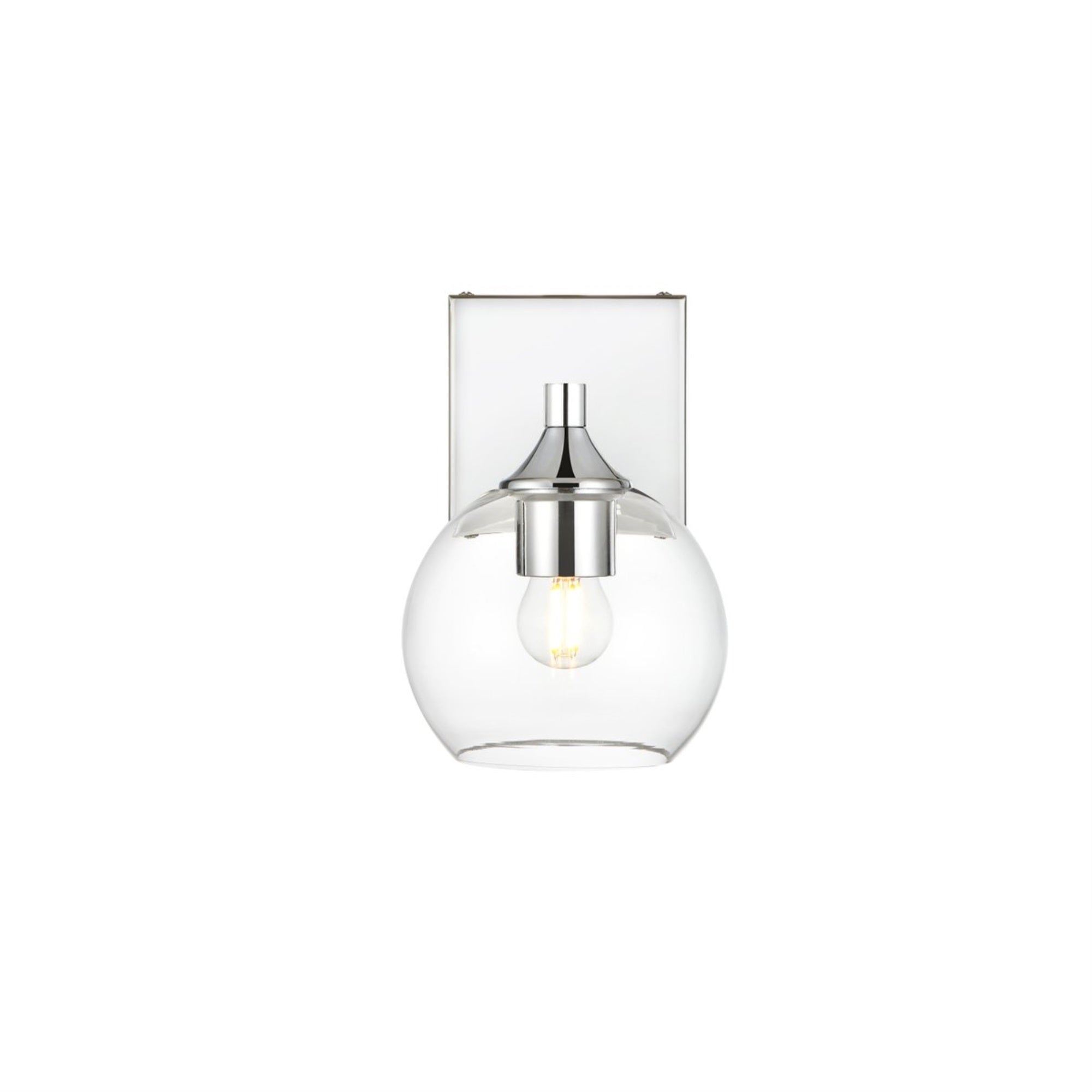 Living District 1-Light Bath Sconce, Iron & Glass, Chrome, Model LD7308W6CH