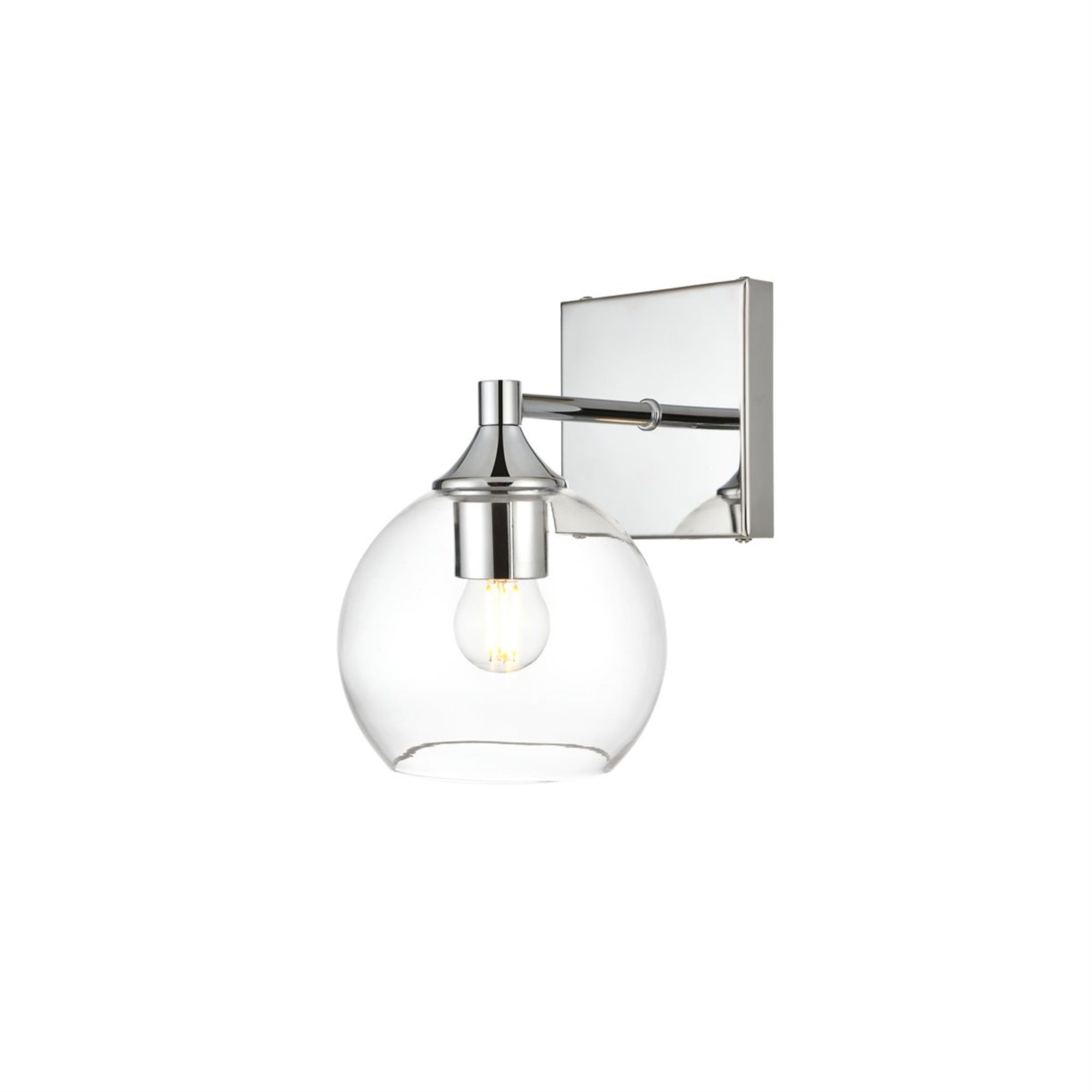 Living District 1-Light Bath Sconce, Iron & Glass, Chrome, Model LD7308W6CH
