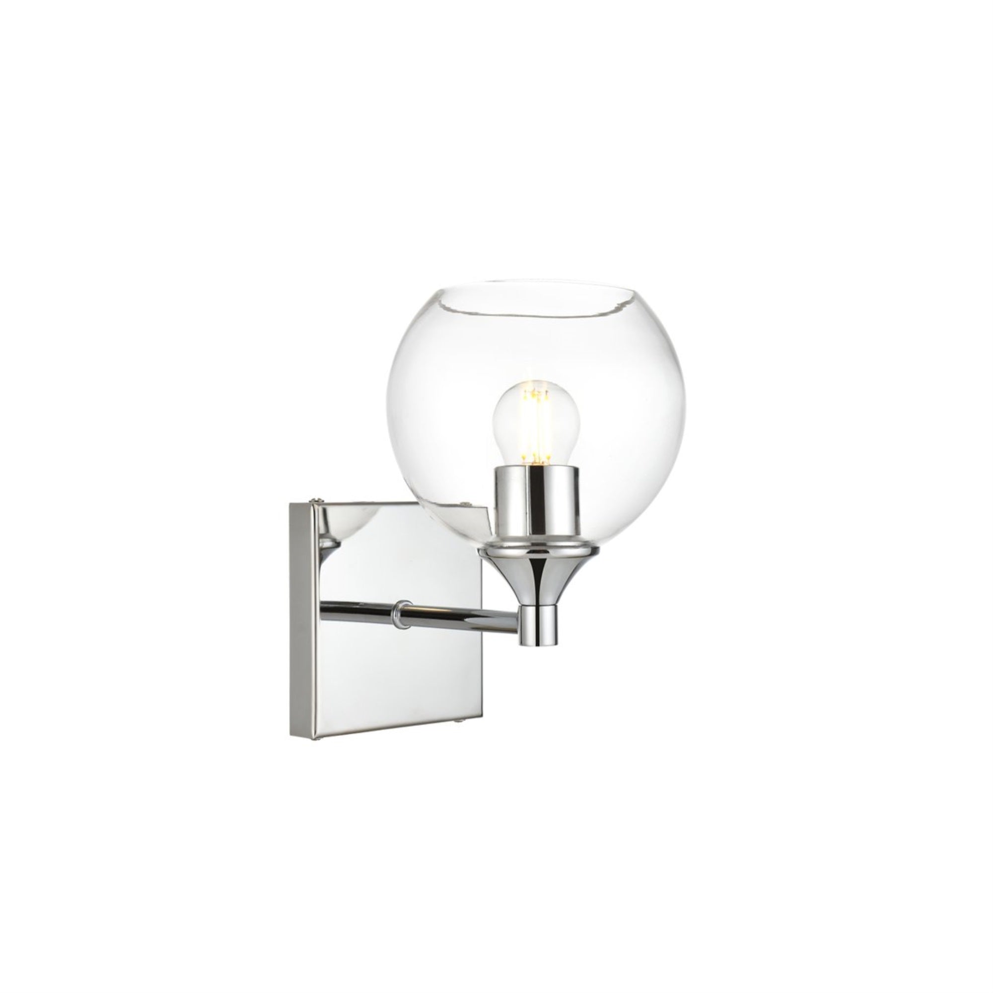 Living District 1-Light Bath Sconce, Iron & Glass, Chrome, Model LD7308W6CH