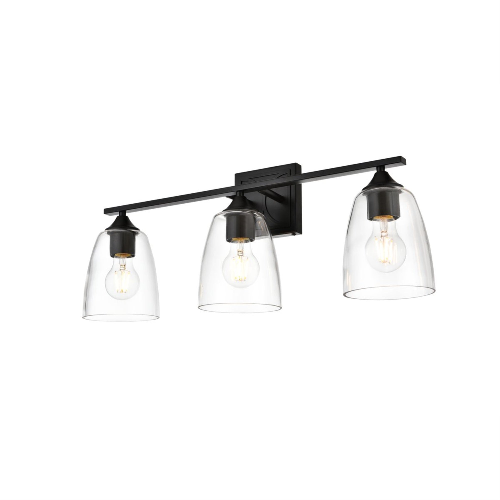 Harris 3 light Black and Clear Bath Sconce
