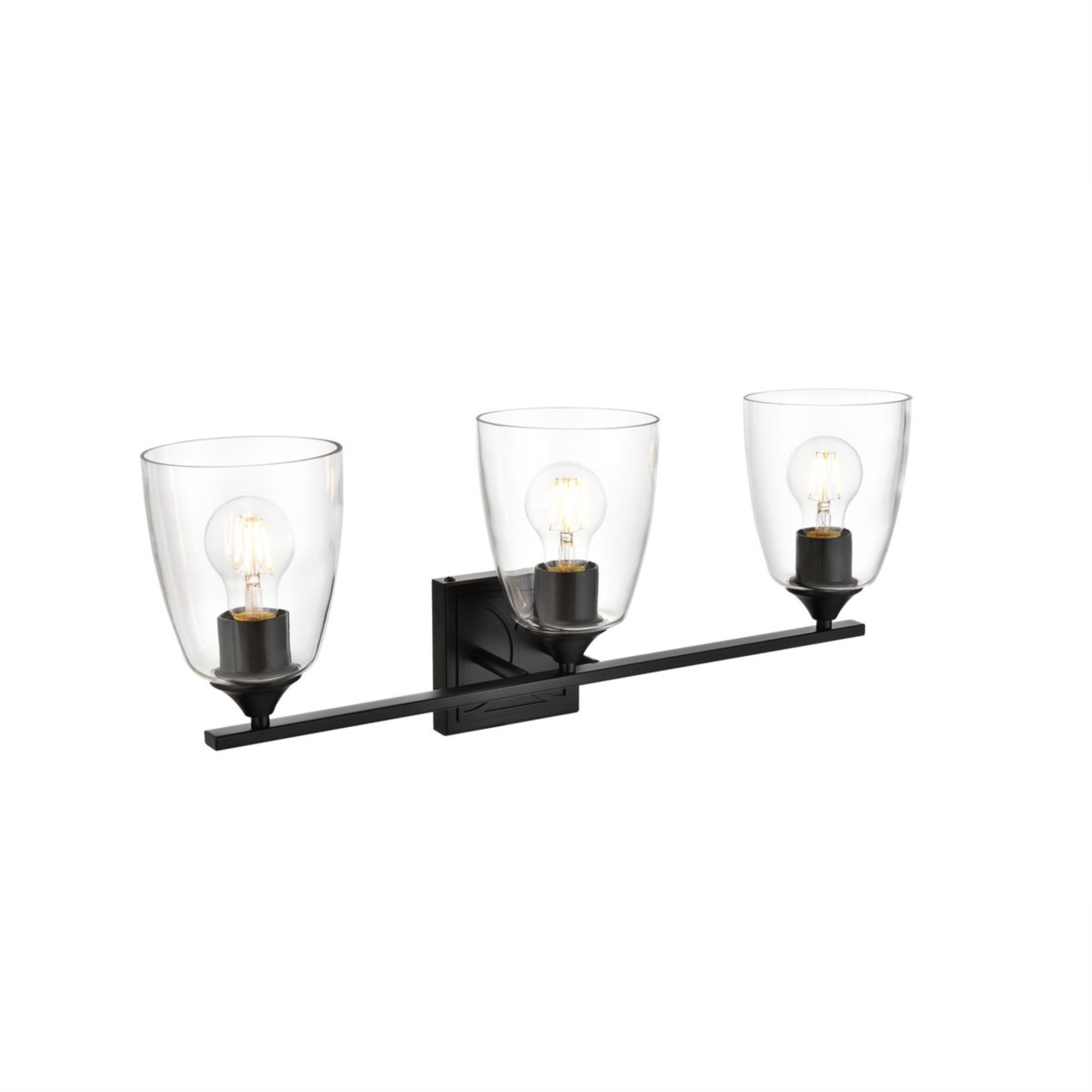 Harris 3 light Black and Clear Bath Sconce