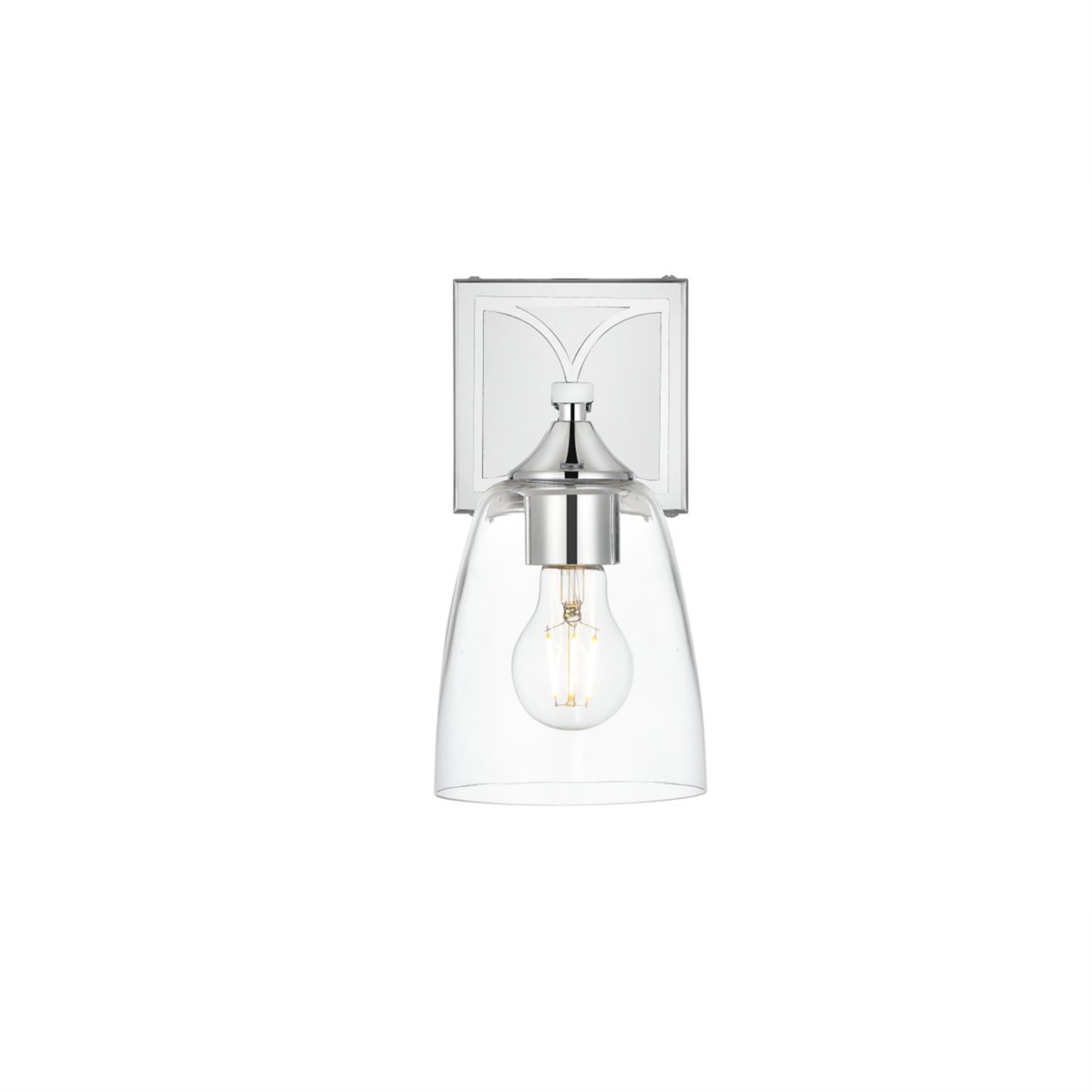 Living District Harris 1-Light Bath Sconce, Iron & Glass, Chrome, Model LD7309W5CH