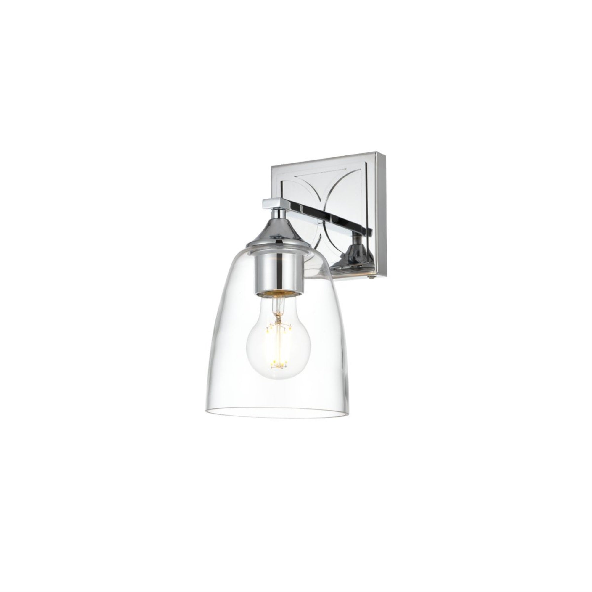 Living District Harris 1-Light Bath Sconce, Iron & Glass, Chrome, Model LD7309W5CH