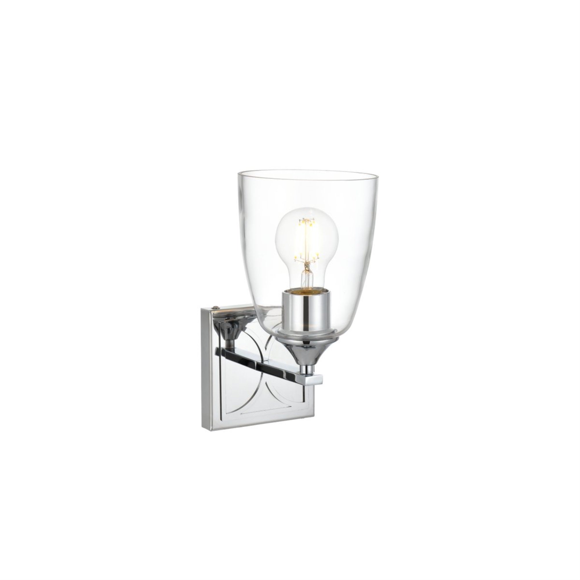 Living District Harris 1-Light Bath Sconce, Iron & Glass, Chrome, Model LD7309W5CH
