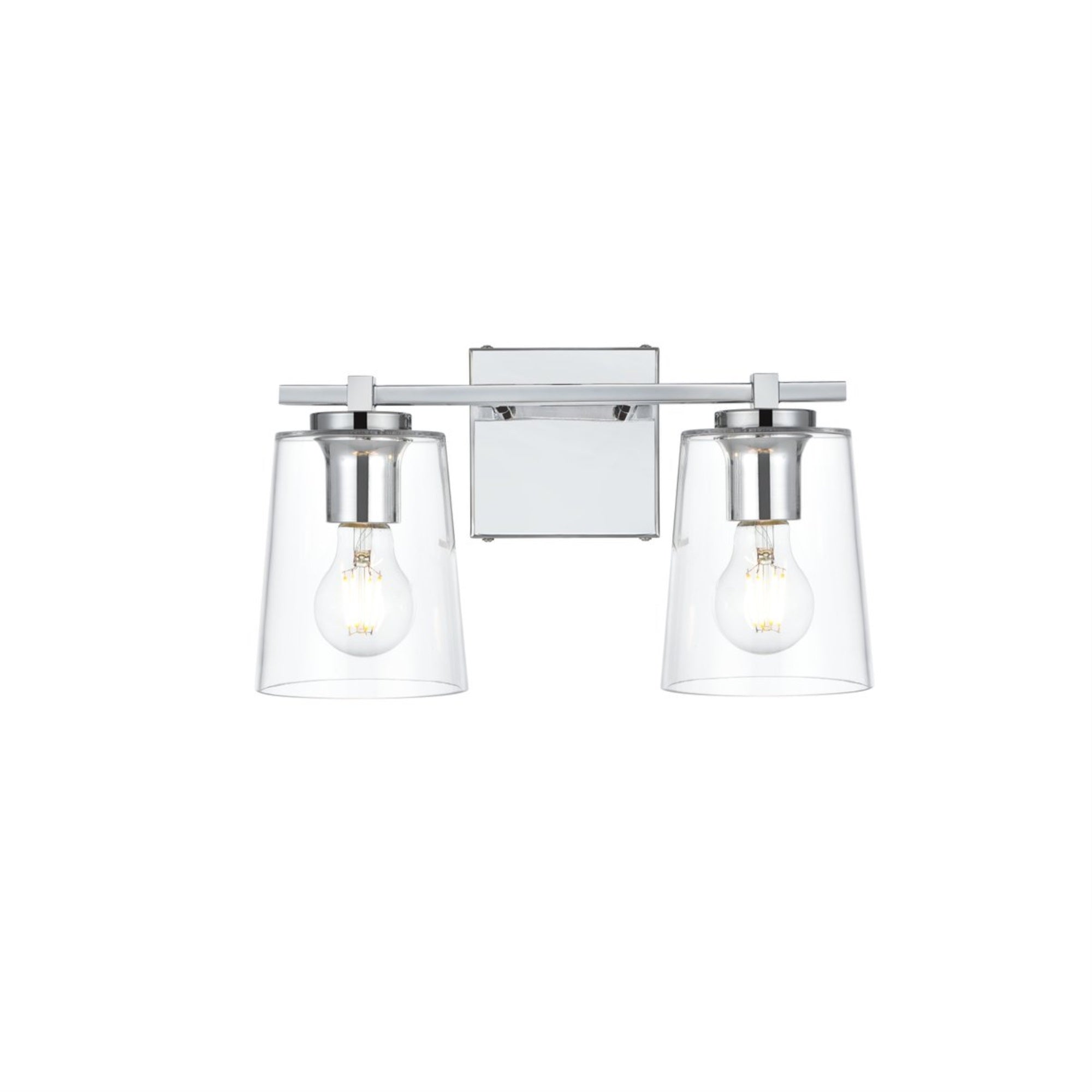 Living District Kacey 2-Light Bath Sconce, Iron & Glass, Chrome, Model LD7310W14CH