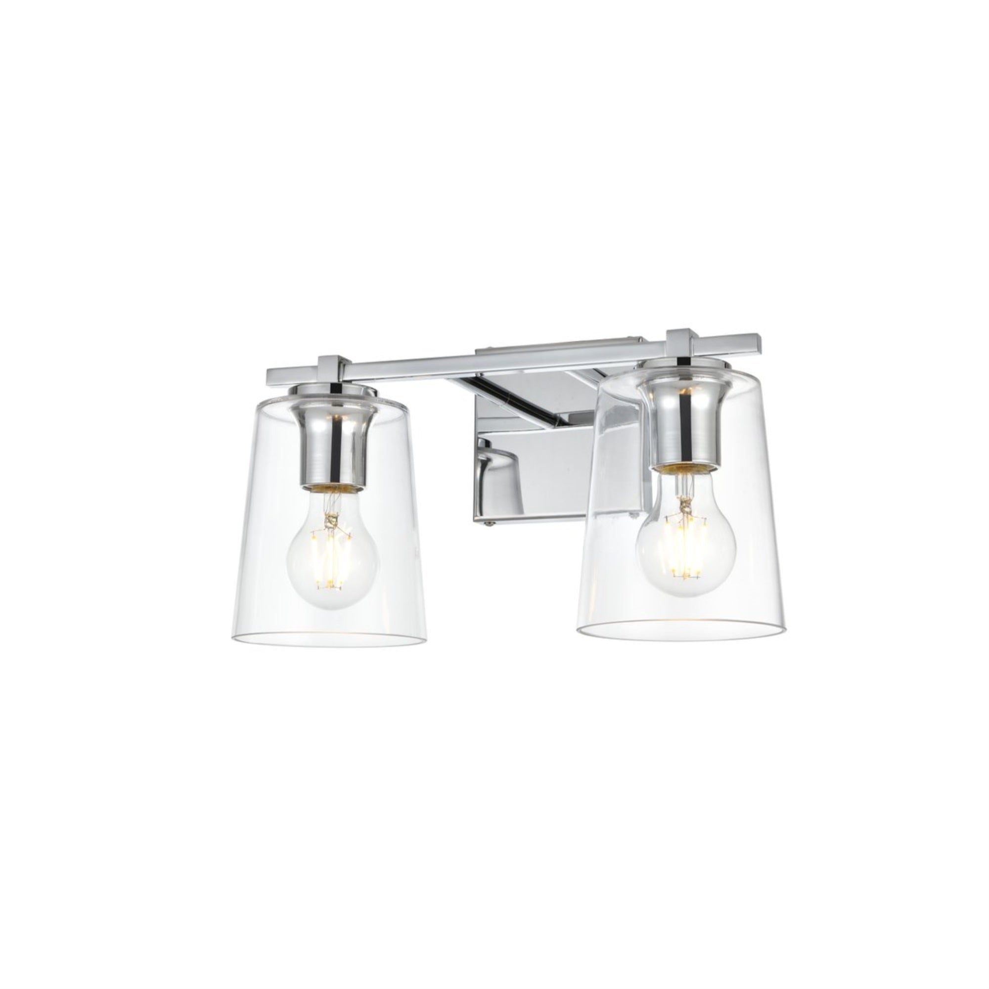 Living District Kacey 2-Light Bath Sconce, Iron & Glass, Chrome, Model LD7310W14CH