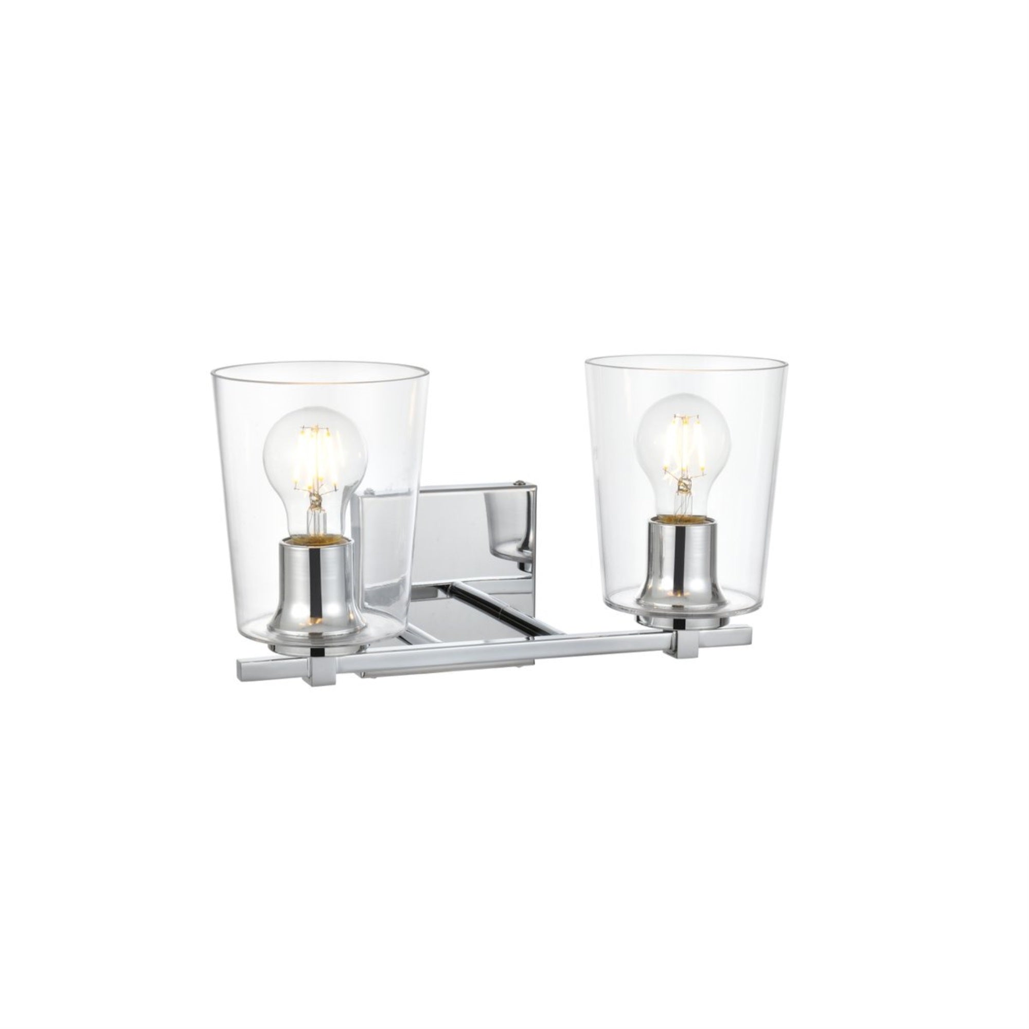 Living District Kacey 2-Light Bath Sconce, Iron & Glass, Chrome, Model LD7310W14CH