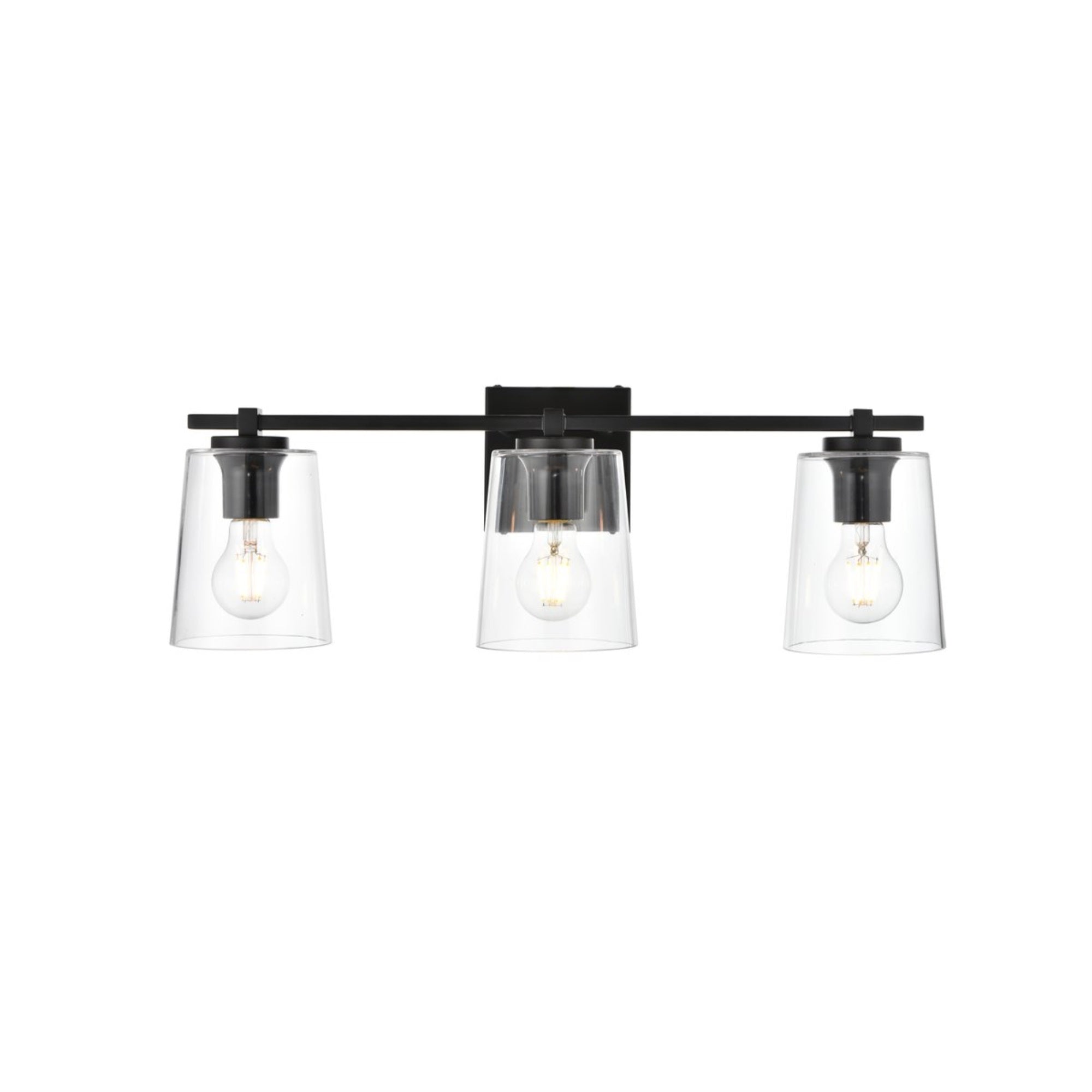 Kacey 3 light Black and Clear Bath Sconce