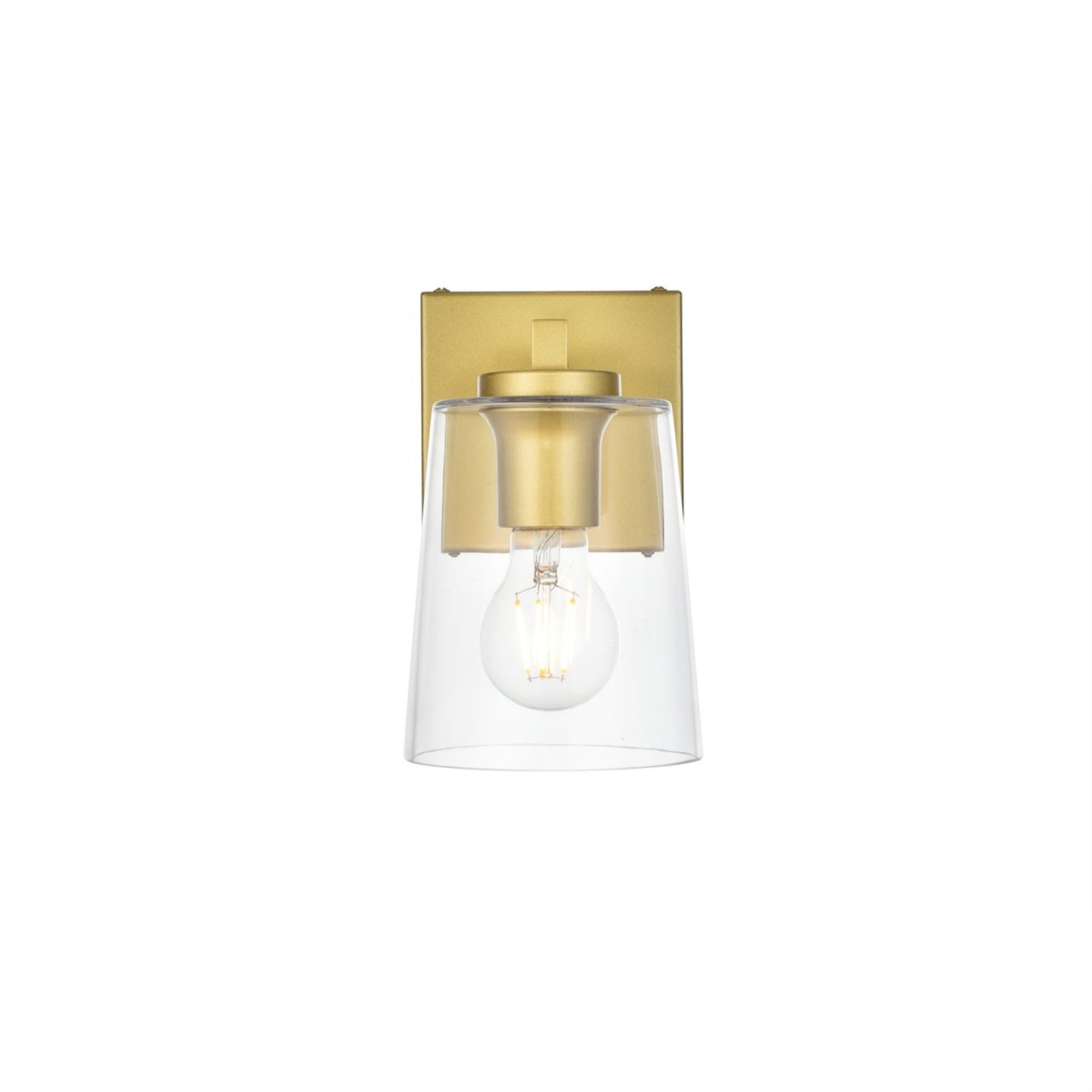 Living District Kacey Bath Sconce 1-Light Iron & Glass Brass LD7310W5BRA