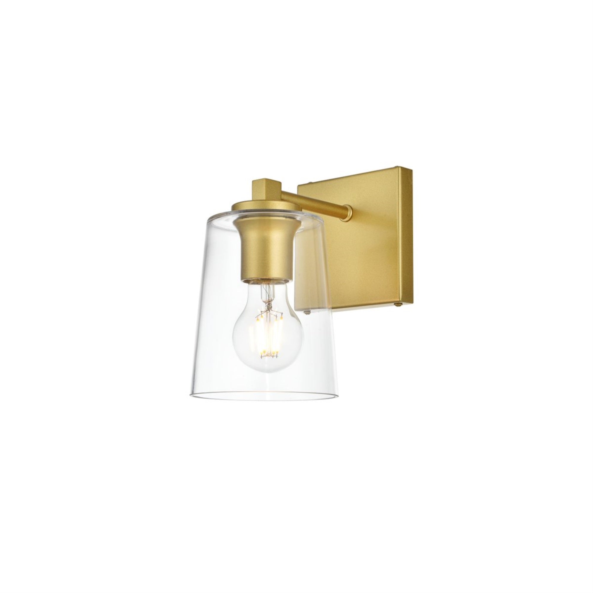 Living District Kacey Bath Sconce 1-Light Iron & Glass Brass LD7310W5BRA