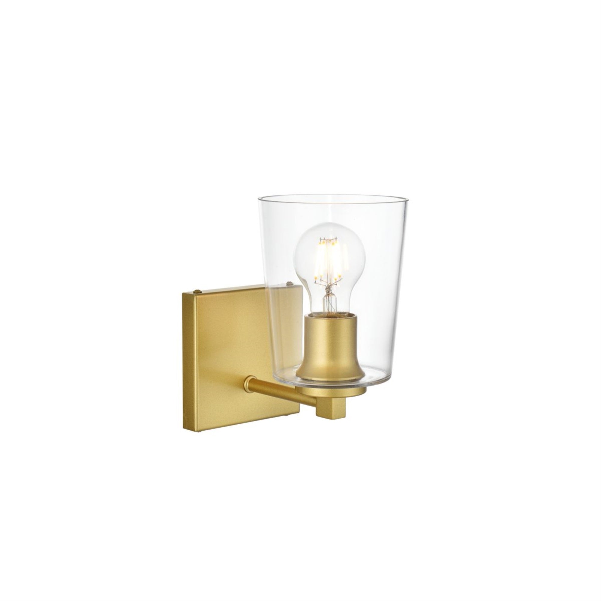 Living District Kacey Bath Sconce 1-Light Iron & Glass Brass LD7310W5BRA