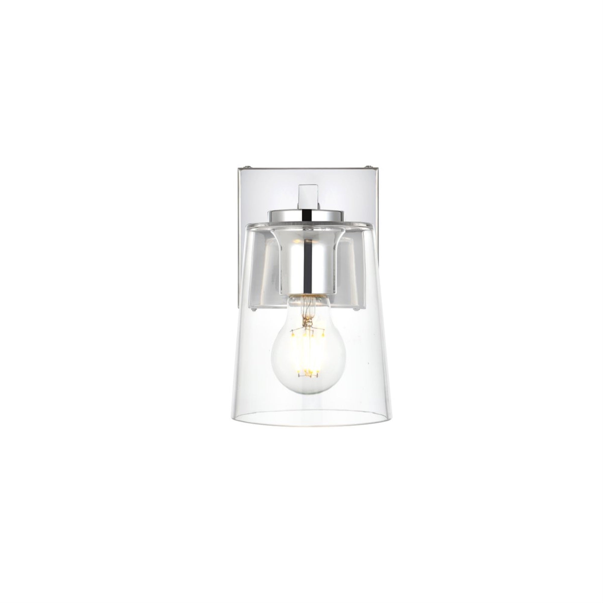 Living District Kacey Bath Sconce, 1-Light, Iron & Glass, Chrome, Model LD7310W5CH