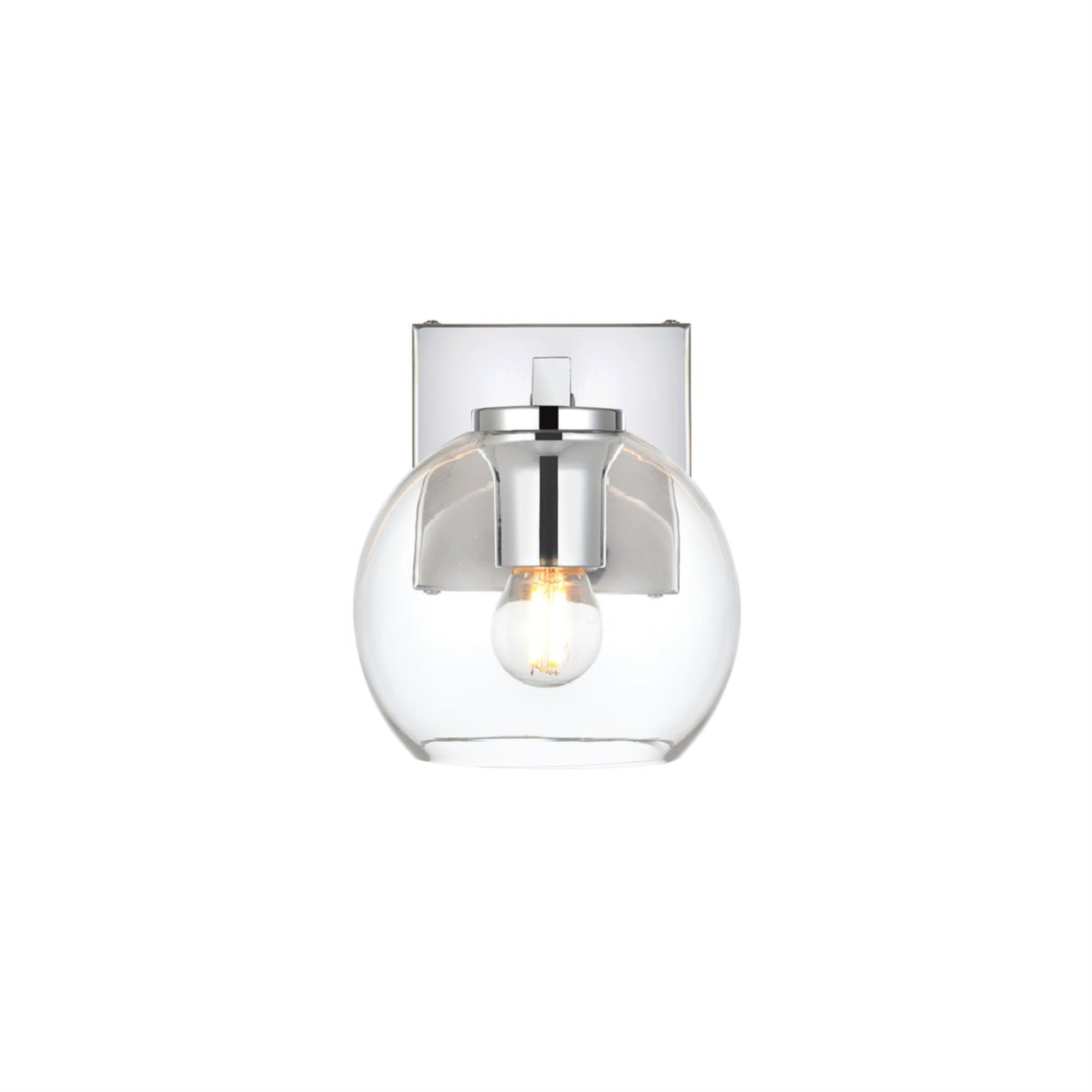 Living District Juelz 1-Light Bath Sconce, Iron & Glass, Chrome, Model LD7311W6CH