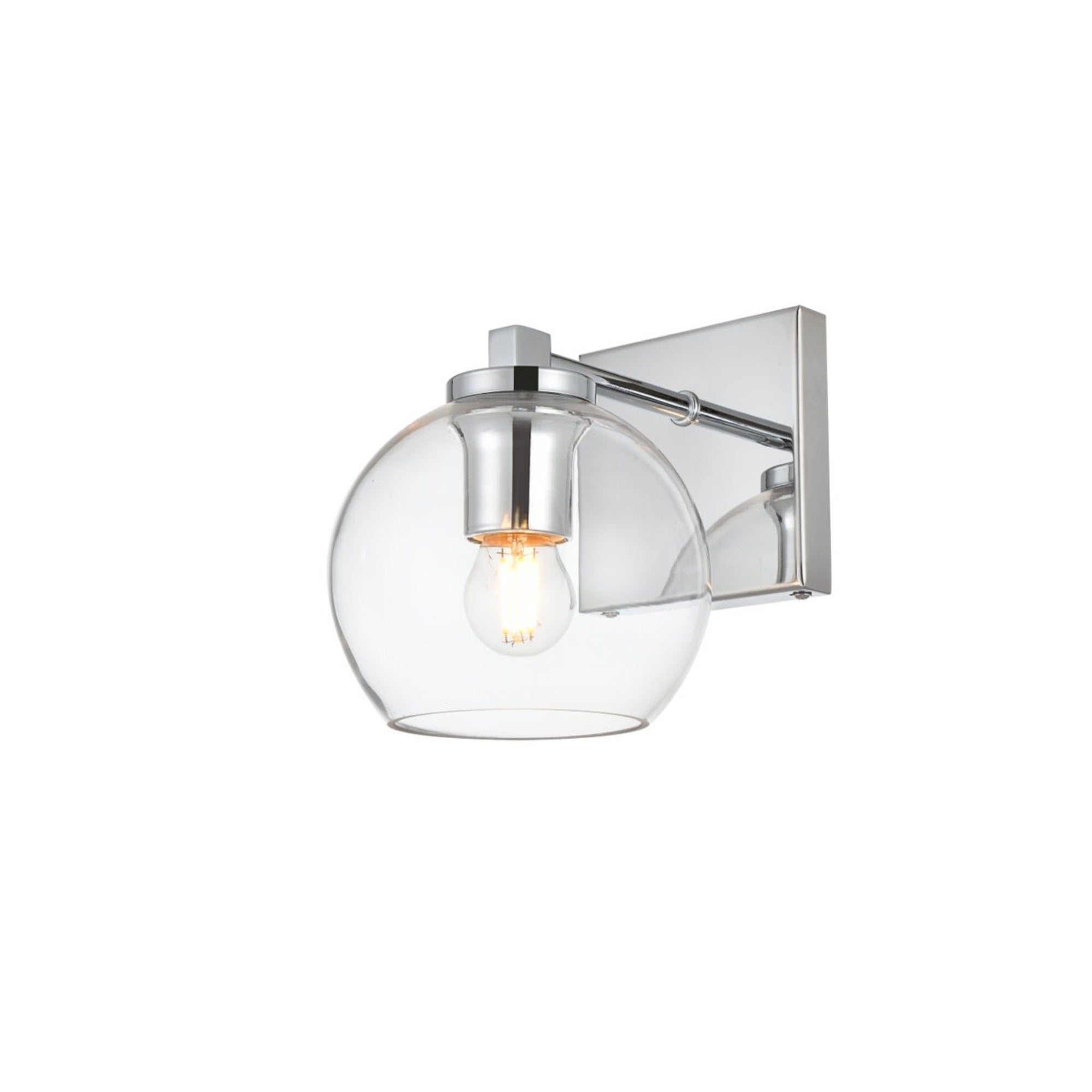 Living District Juelz 1-Light Bath Sconce, Iron & Glass, Chrome, Model LD7311W6CH